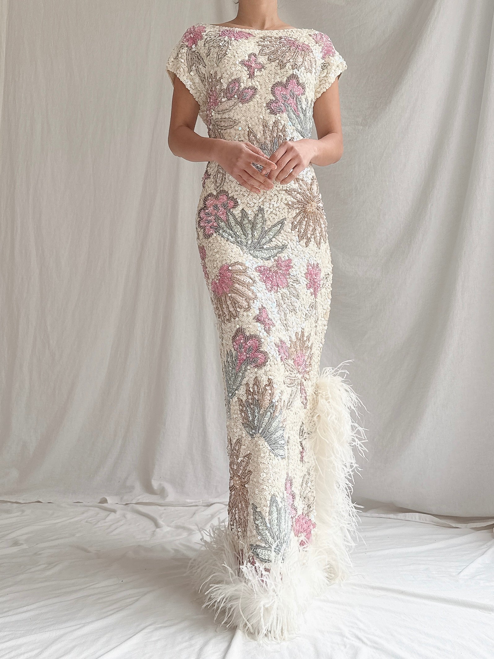 1960s Wool Beaded Gown - M