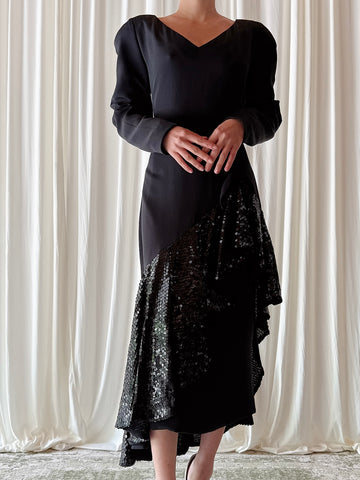 Vintage Travilla Black Dress - Size 6