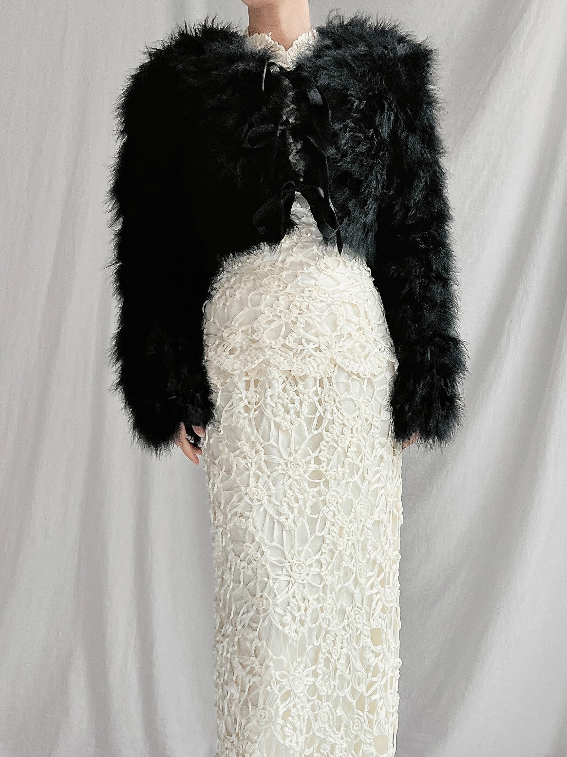 Vintage Marabou Feather Jacket - S