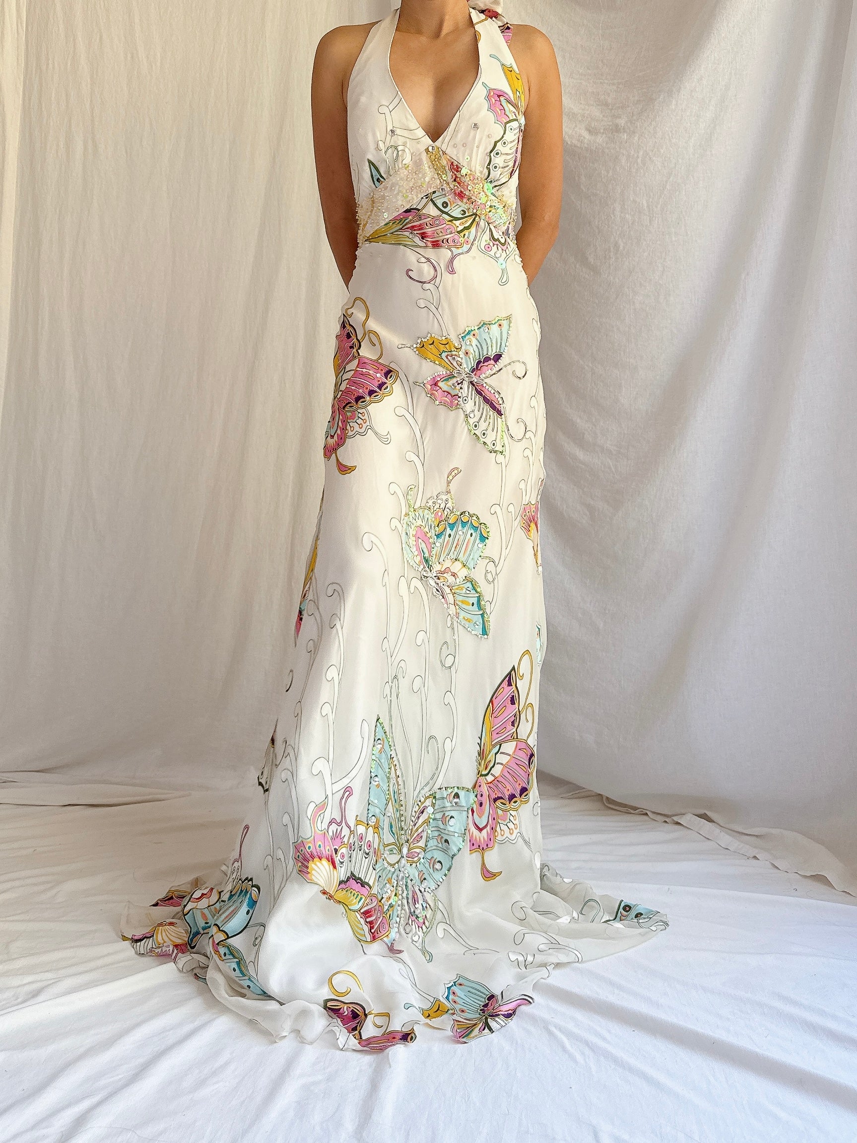 Vintage Chiffon Butterfly Gown - M/8