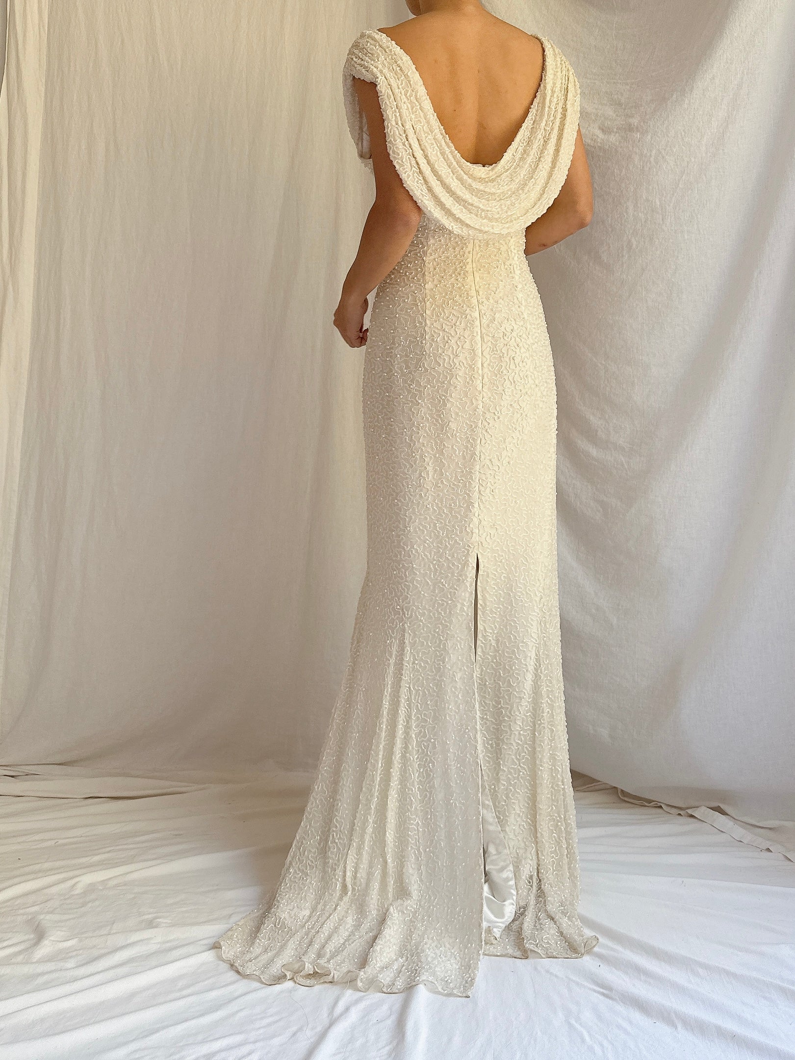 Vintage Silk Beaded Gown - S