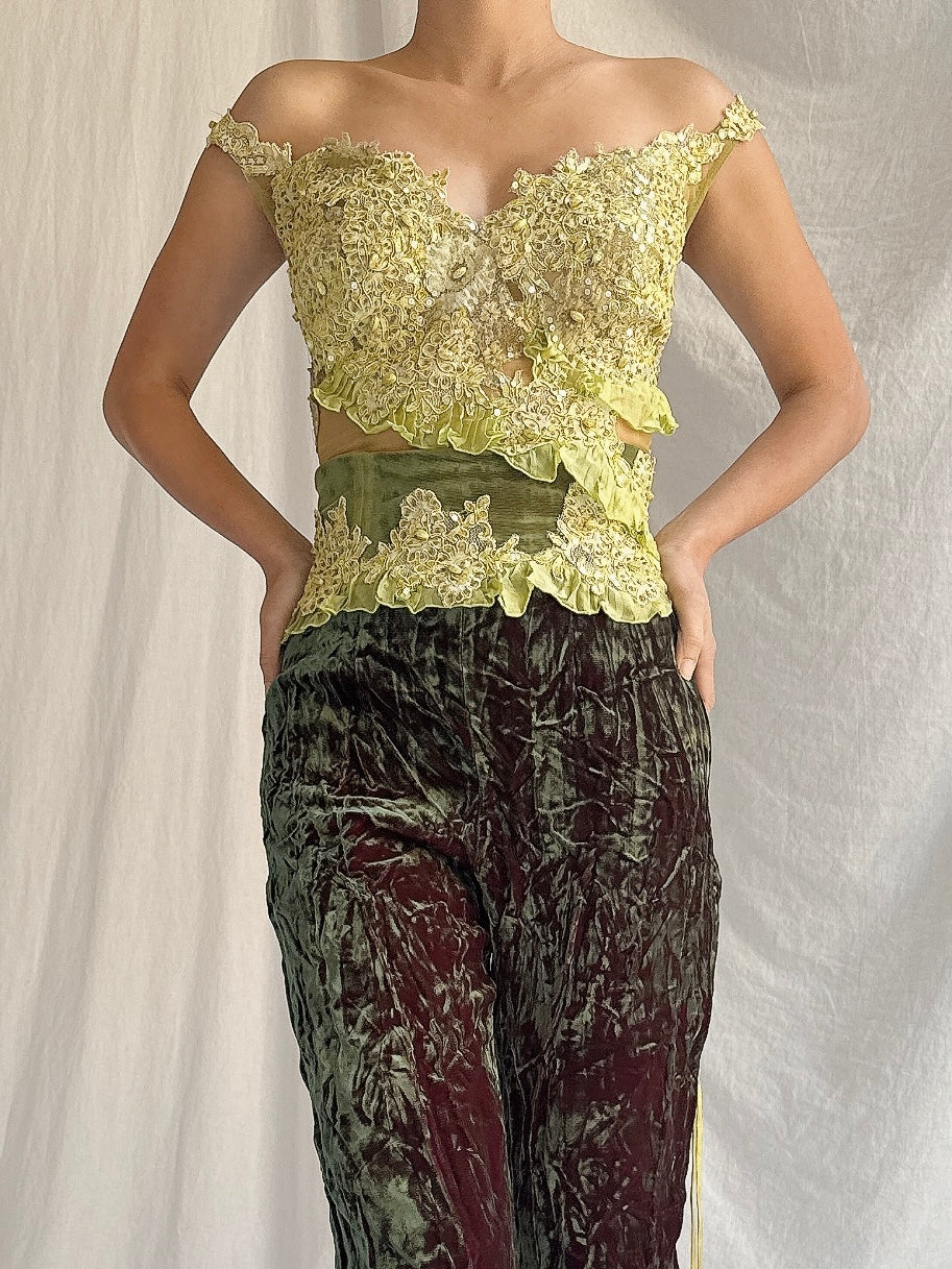 Vintage Sheer Embellished Top - M