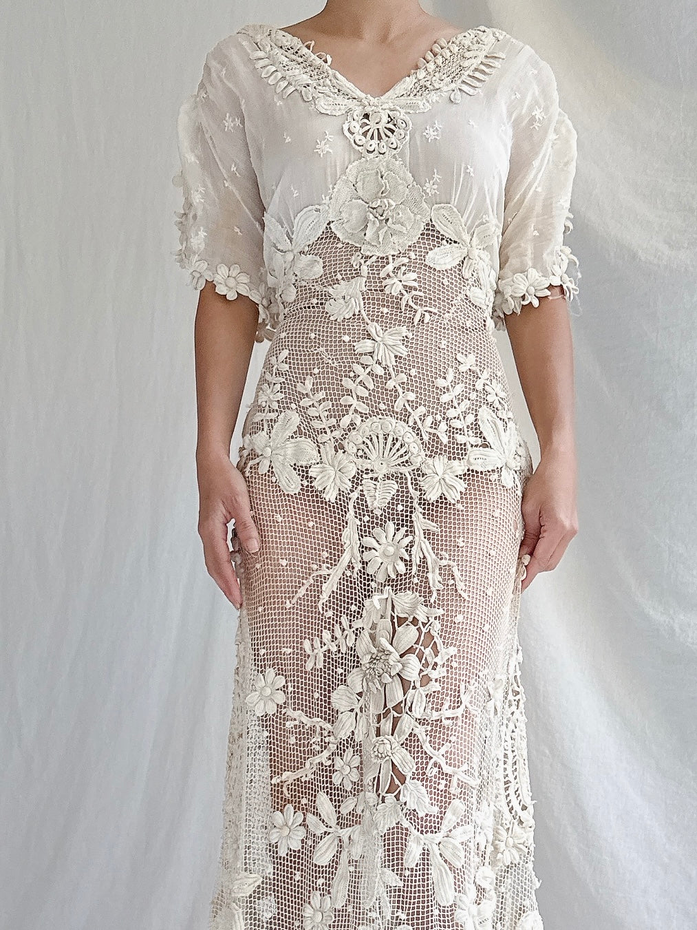 Antique Irish Lace Gown - S