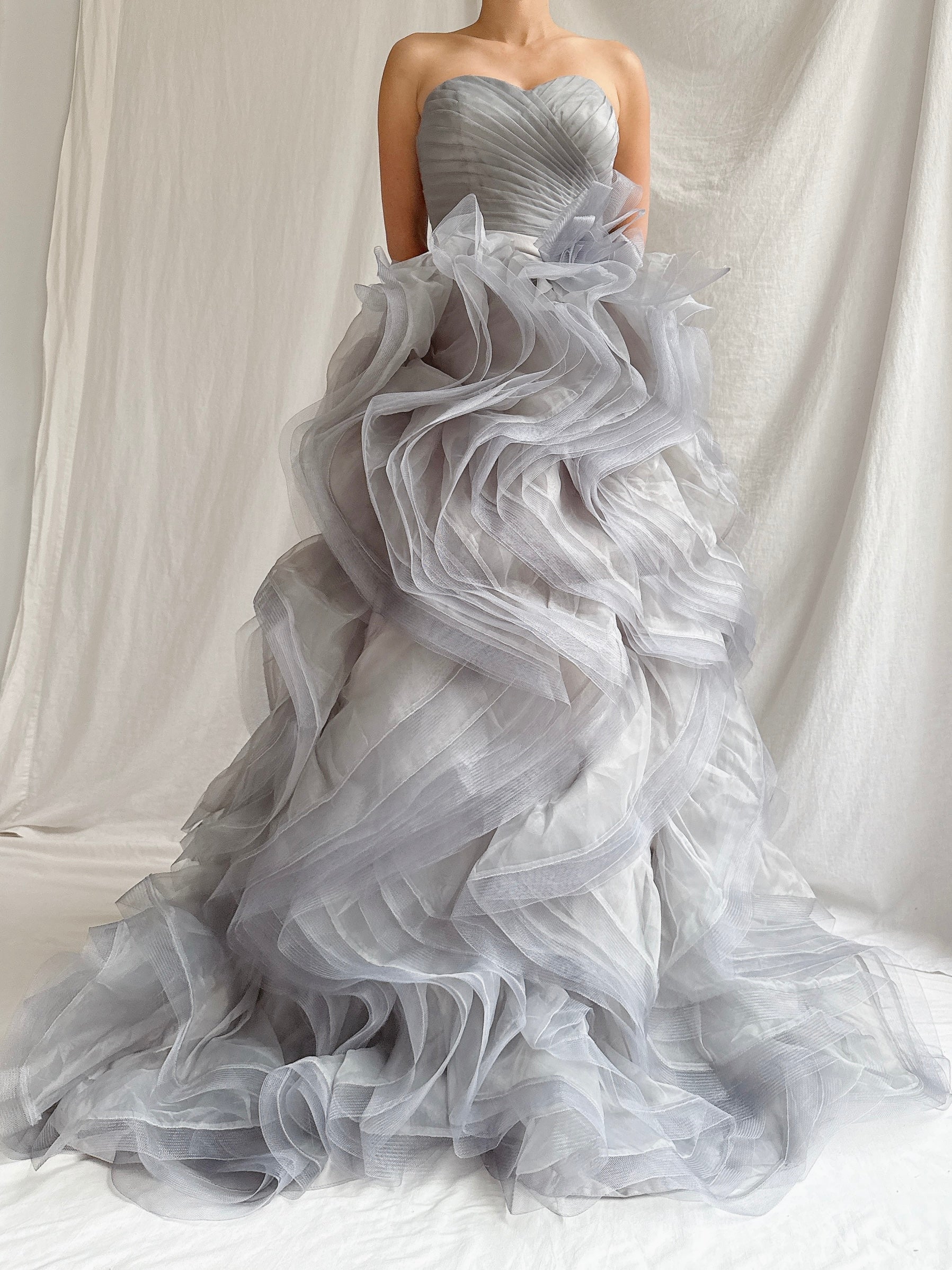 Sweetheart Ruffle Gray Cloud Dress - XS-S