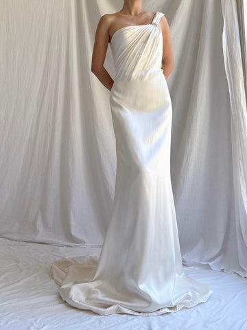 Vintage Angelina Silk One Shoulder Gown - M/8