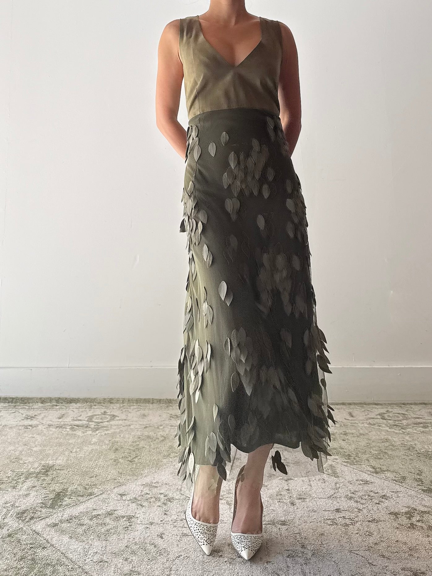Vintage Estrella Spain Suede Leaf Dress - M