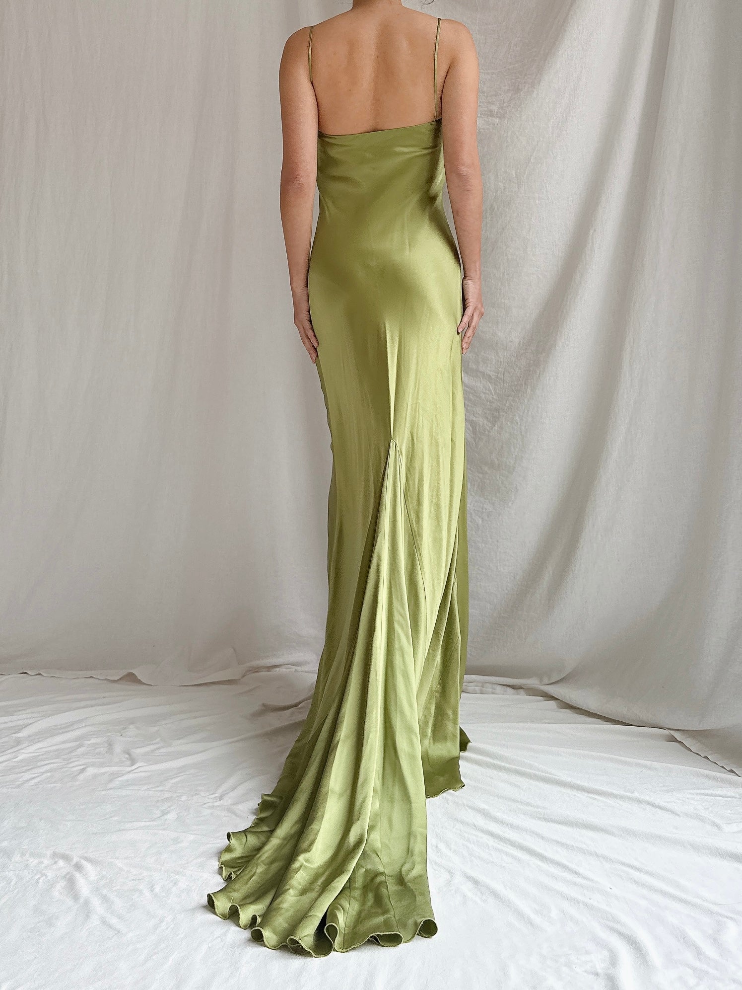 “RESERVED- DO NOT BUY” Vintage Moss Green Silk Charmeuse Gown - M/8