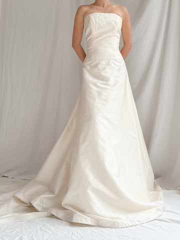 Vintage Silk Dupioni Strapless Gown - S/6