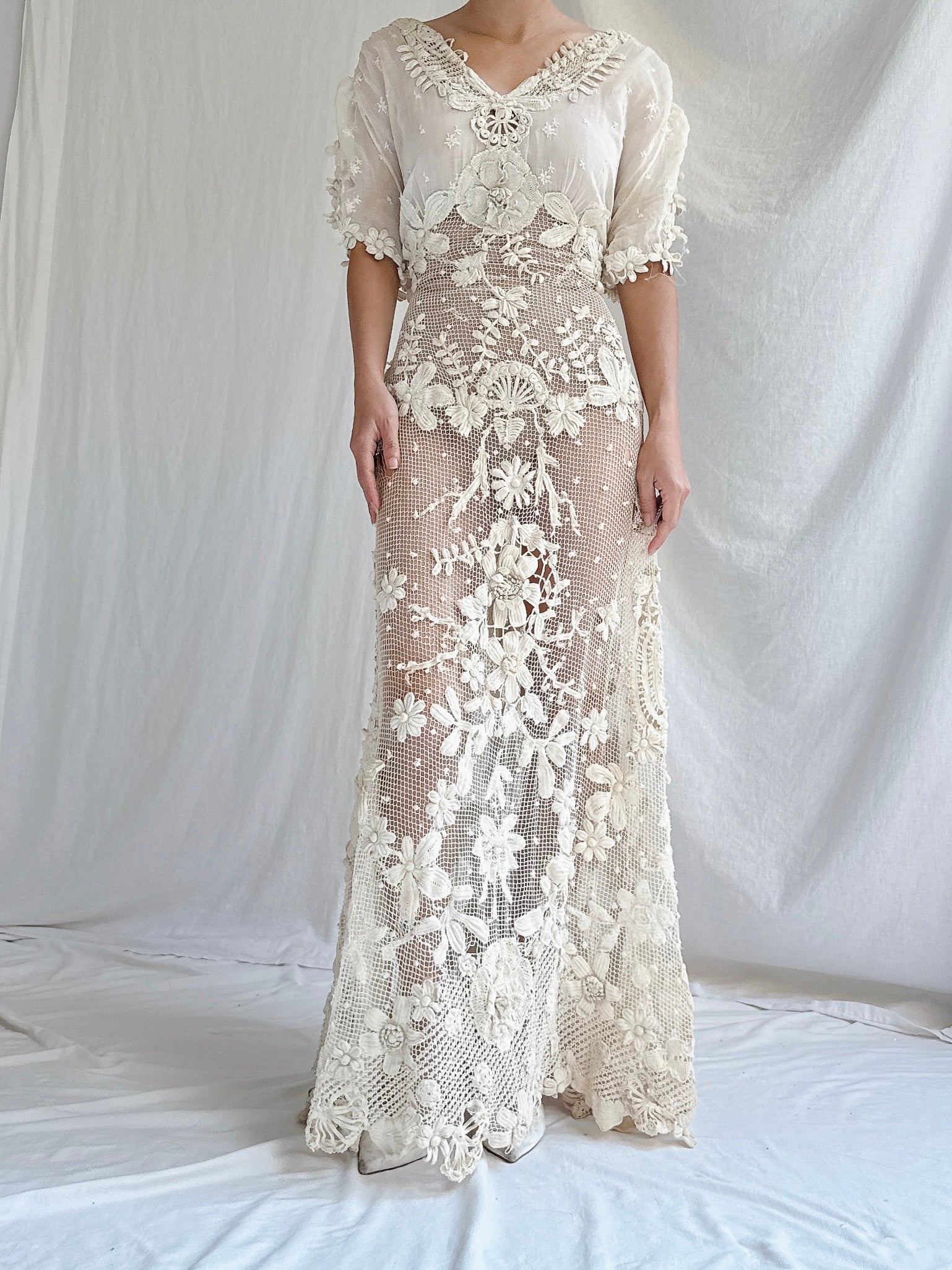 Antique Irish Lace Gown - S