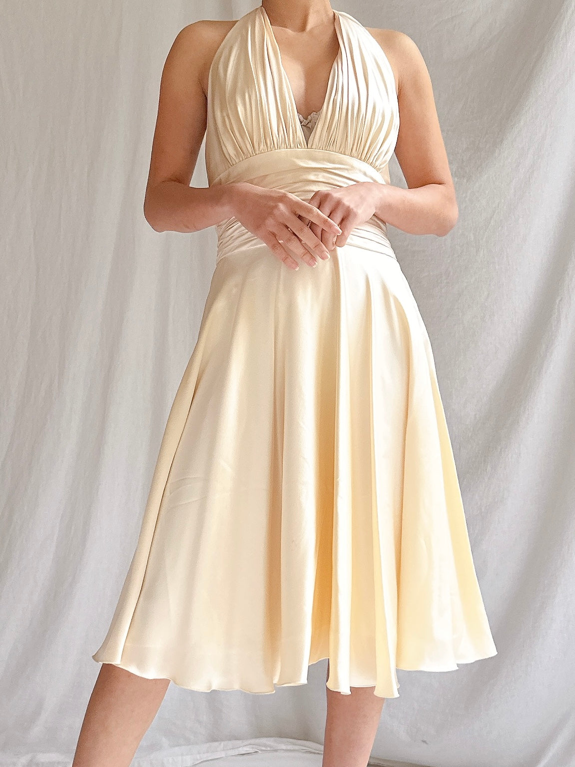 Vintage Silk Halter Dress - S