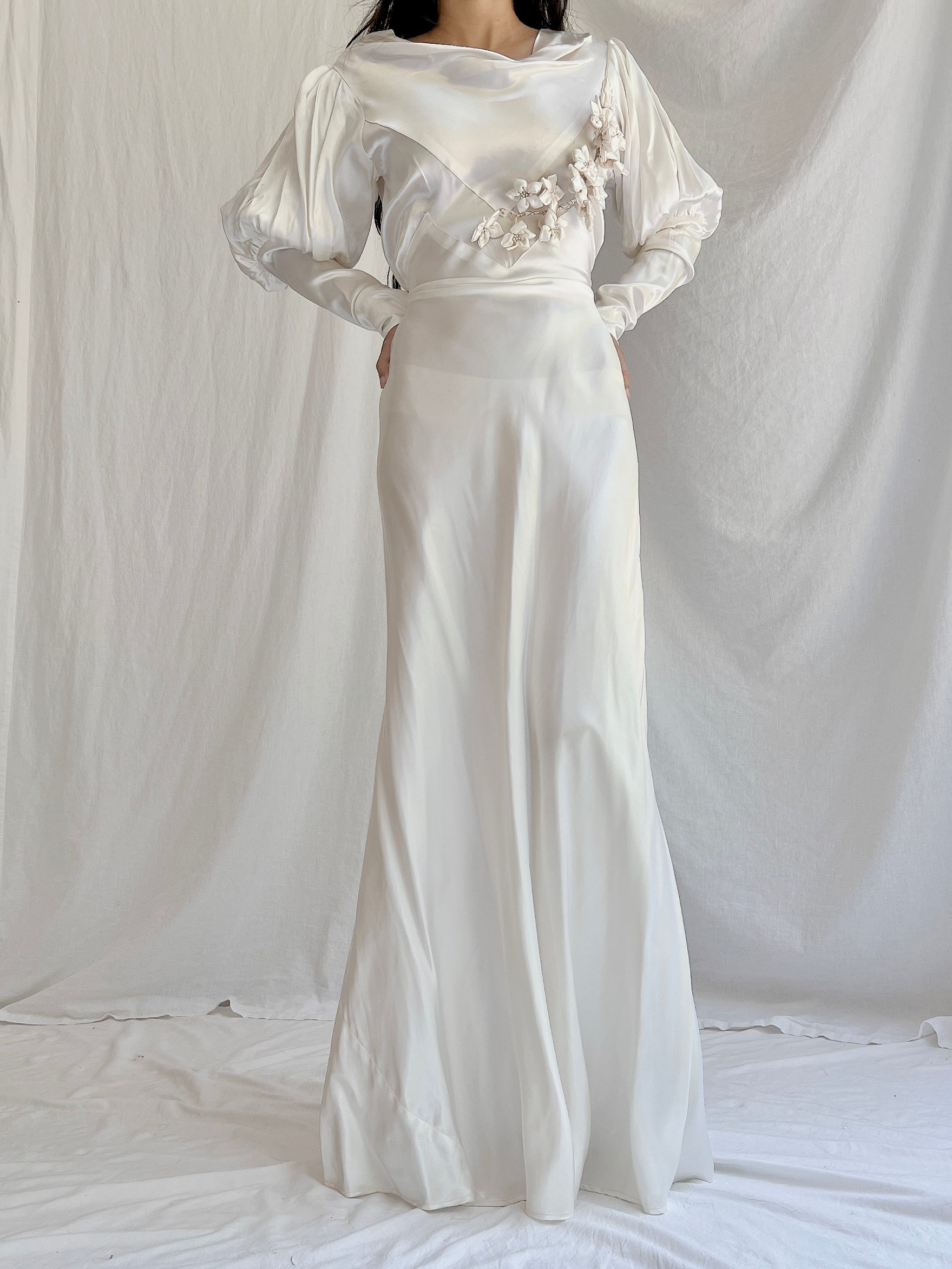 1930s Candelight Satin Gown - S