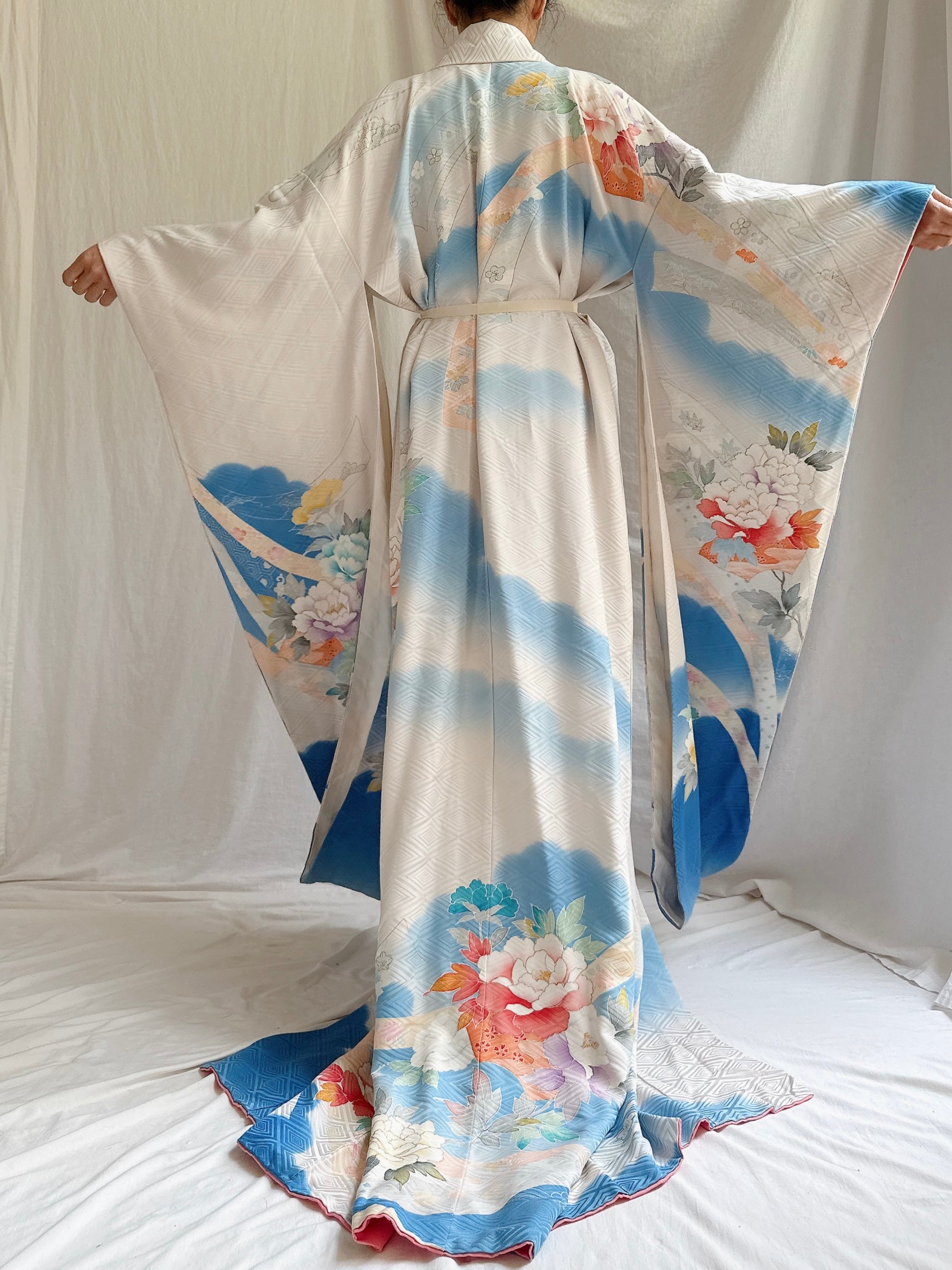 Vintage Silk Blue Kimono - OSFM
