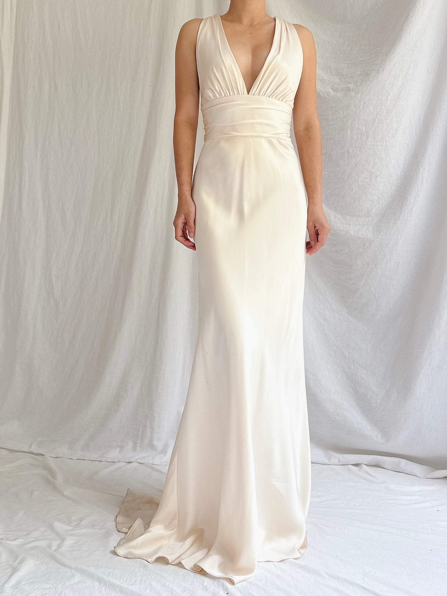 Vintage Silk Plunging Gown - XS/2