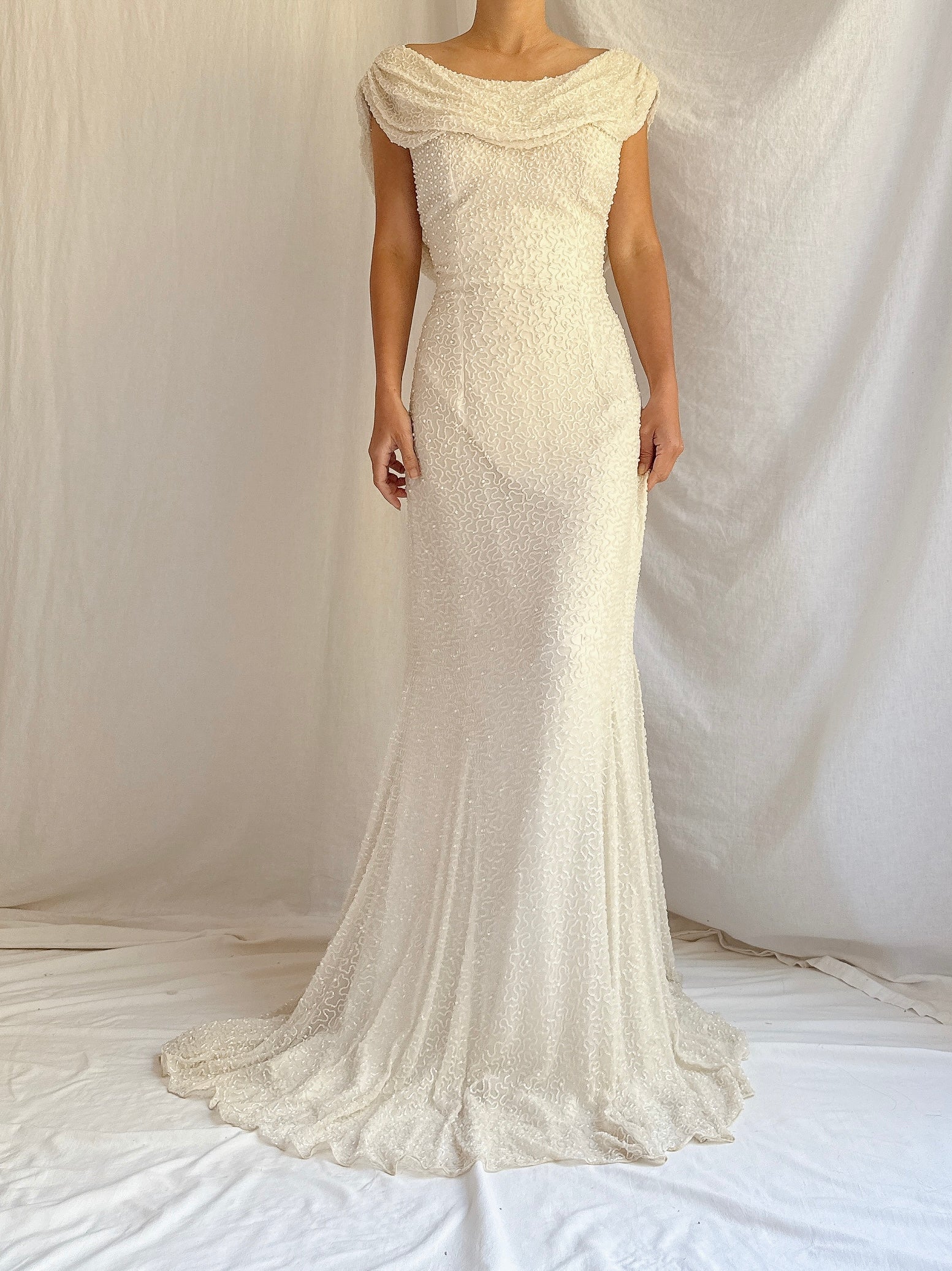 Vintage Silk Beaded Gown - S