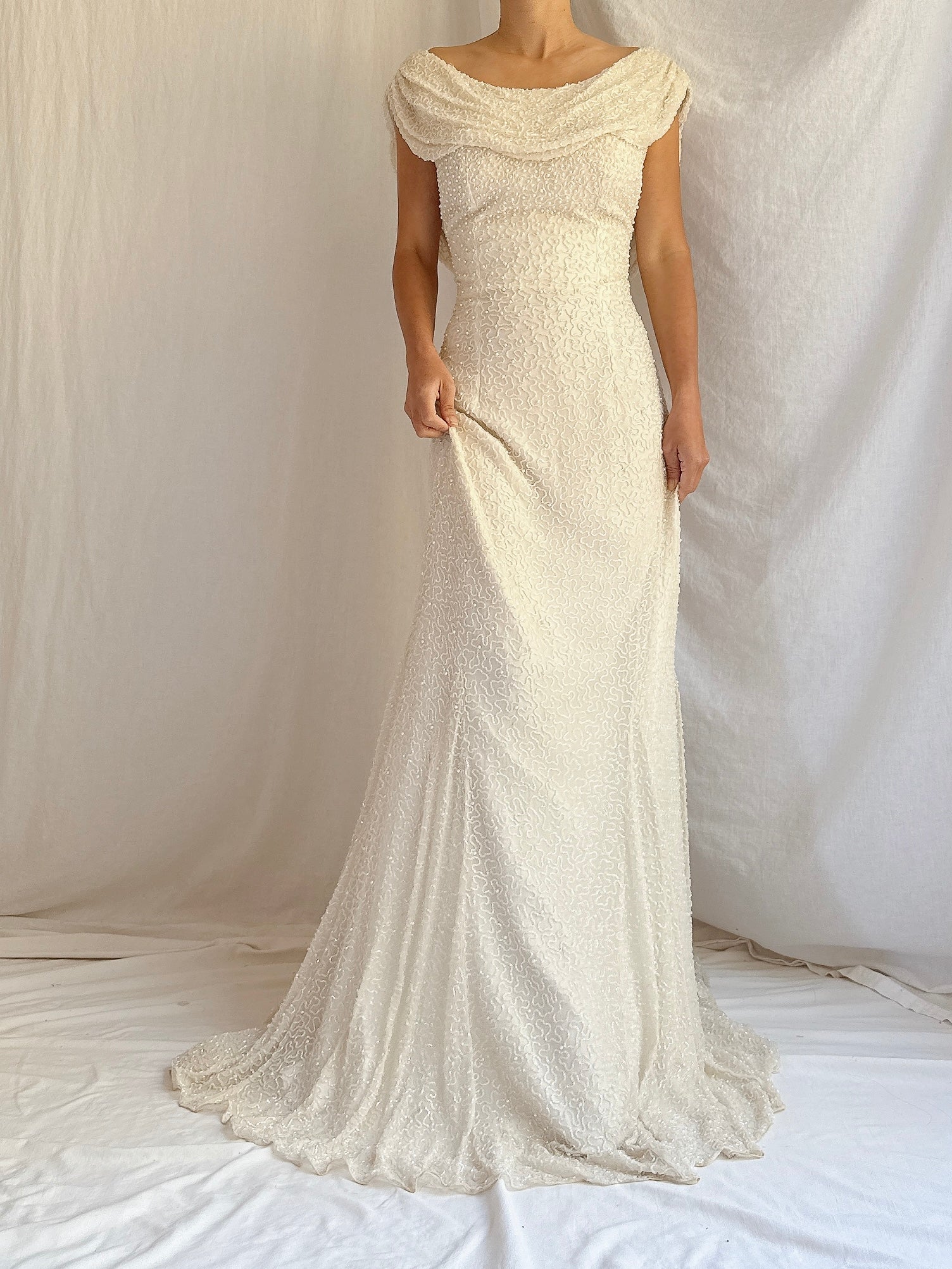 Vintage Silk Beaded Gown - S