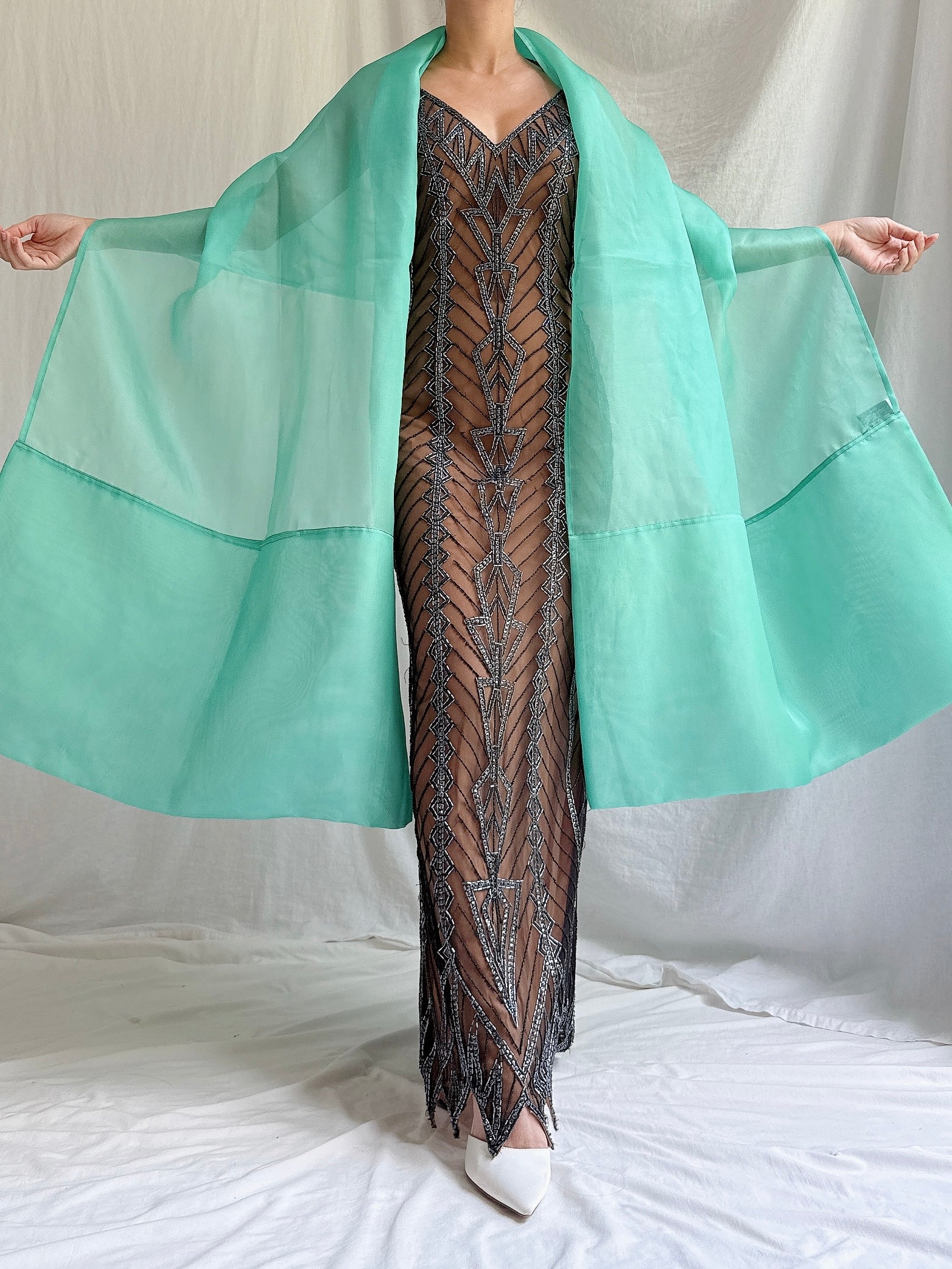 Vintage Silk Organza Shawl - OSFM