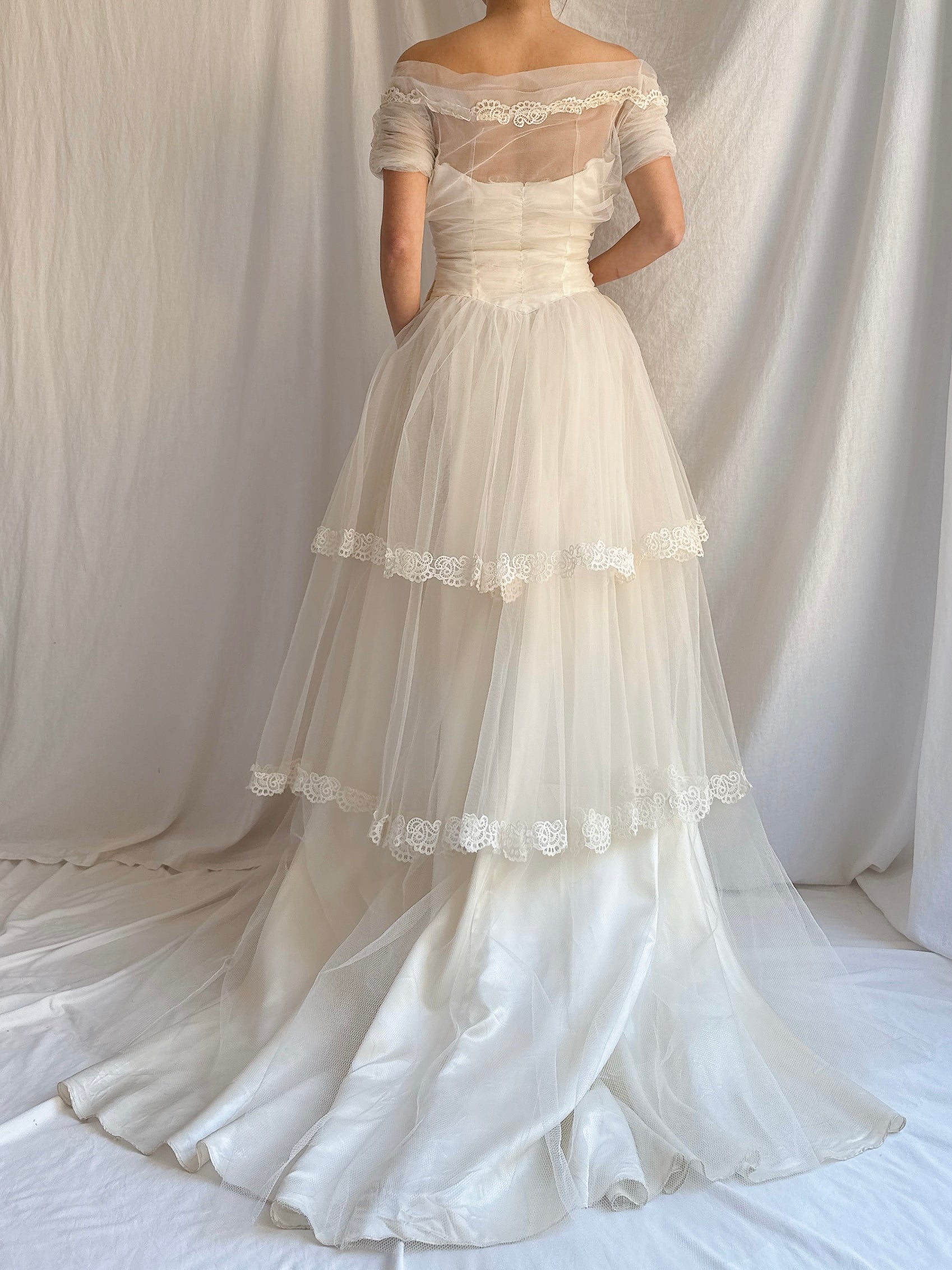 1950s Tiered Tulle Gown - XS/S