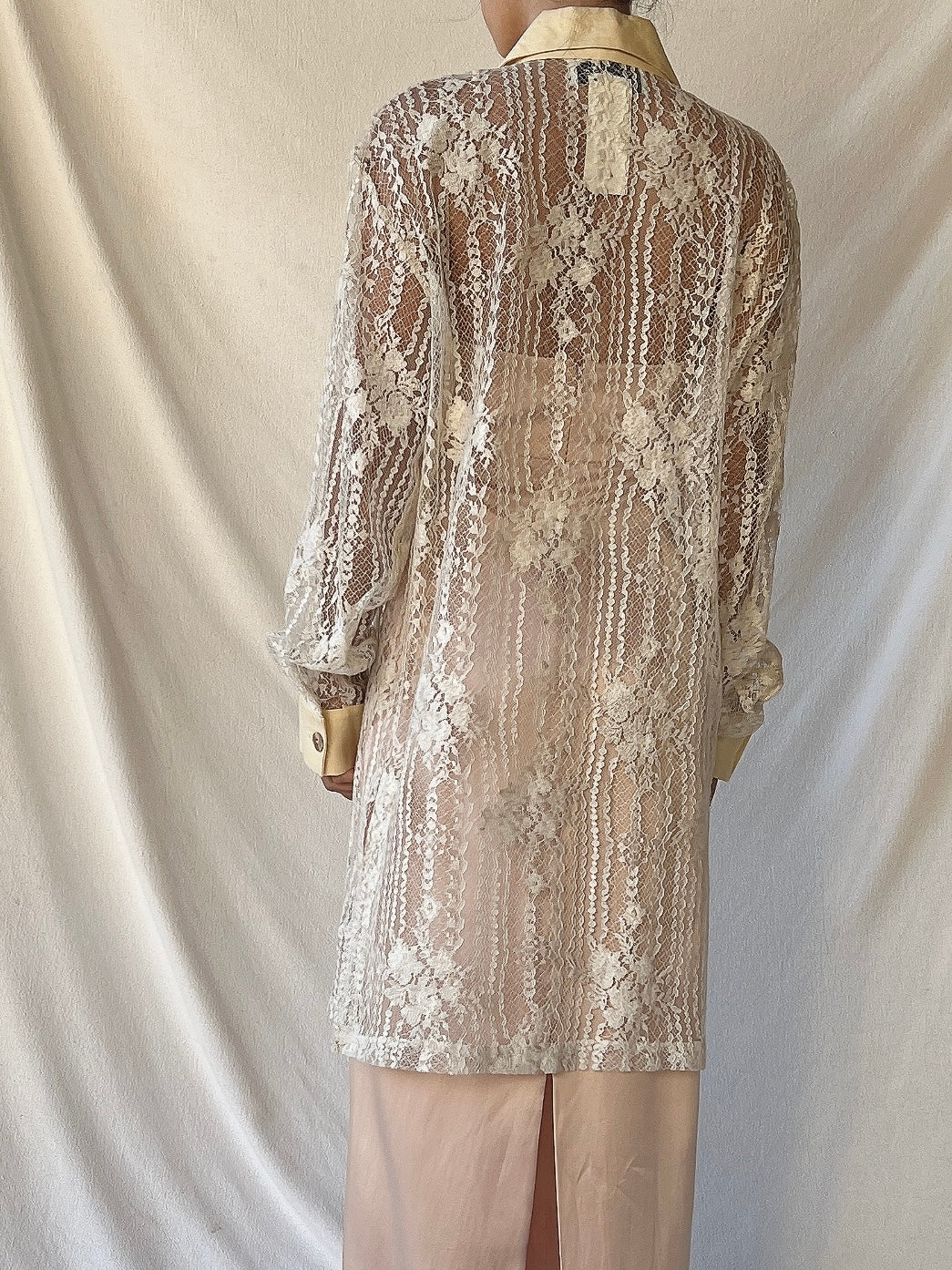 Vintage Lace and Linen Duster - S