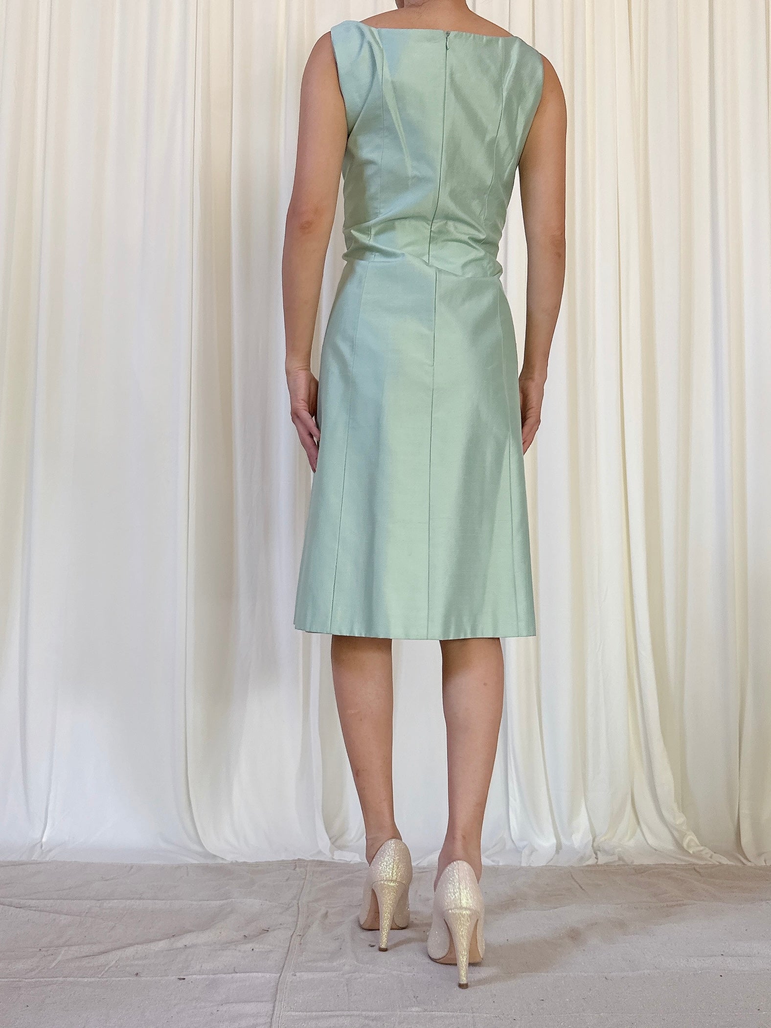 Vintage Alliage Paris Mint Silk Skirt - L/FR 44