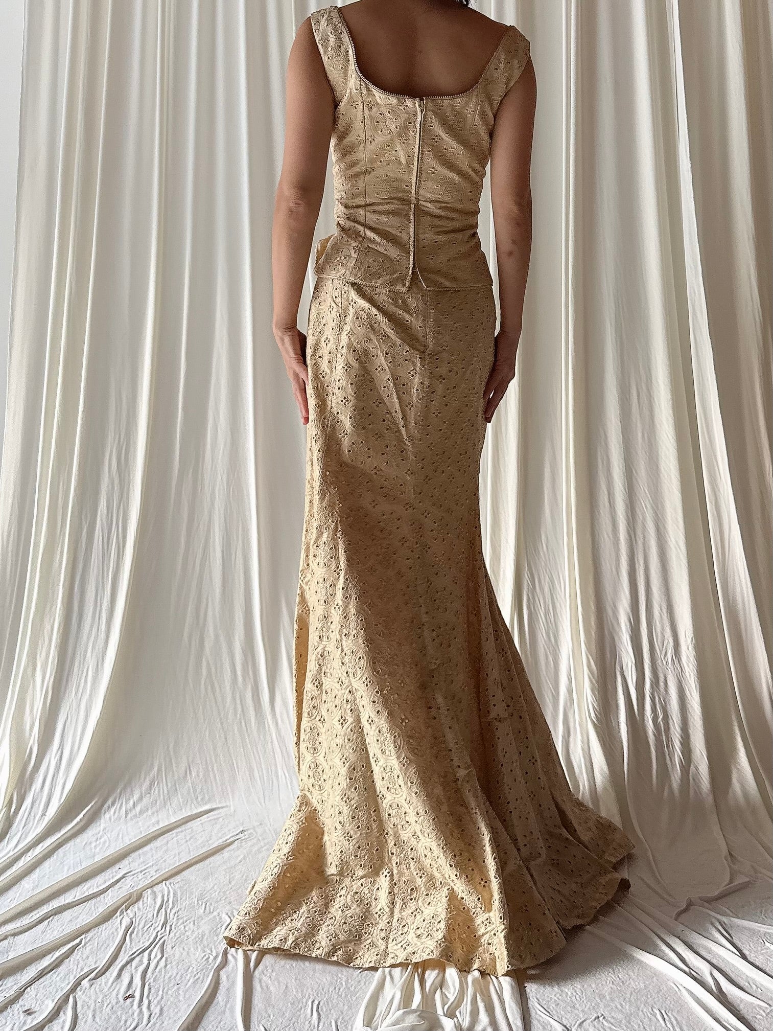 Vintage Paul Vasseur Silk Embroidered 2 Piece Set