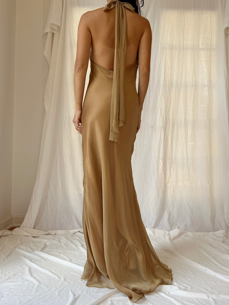 Vintage Gold Chiffon Dress - SM | G O S S A M E R Vintage Gold Chiffon Dress - SM | G O S S A M E R
