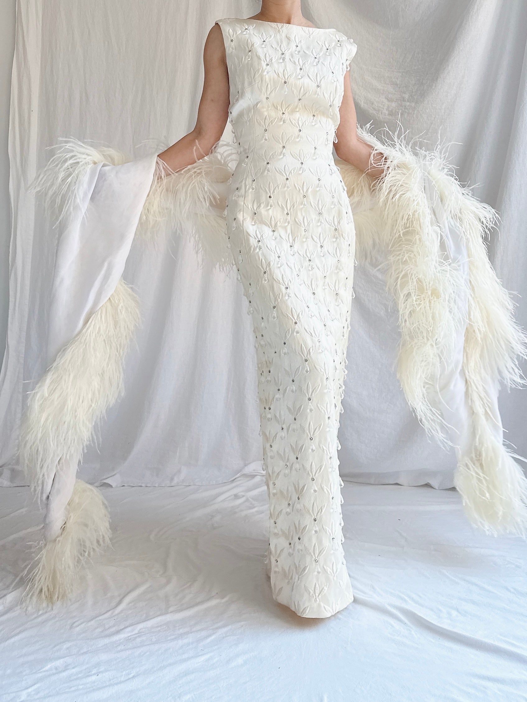 1960s Ostrich Chiffon Feather Shawl - OSFM