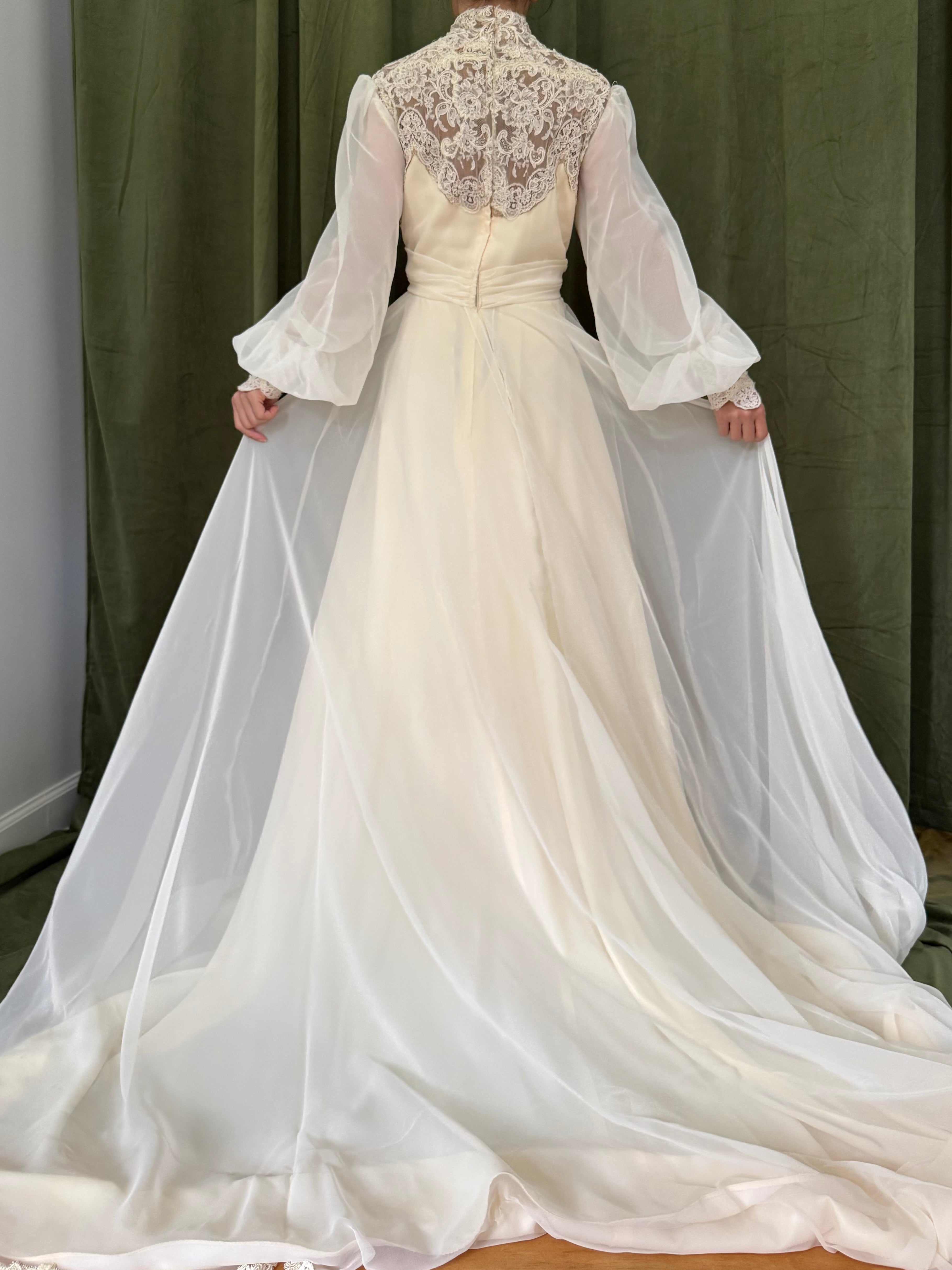 Vintage Chiffon Poet Dress - M