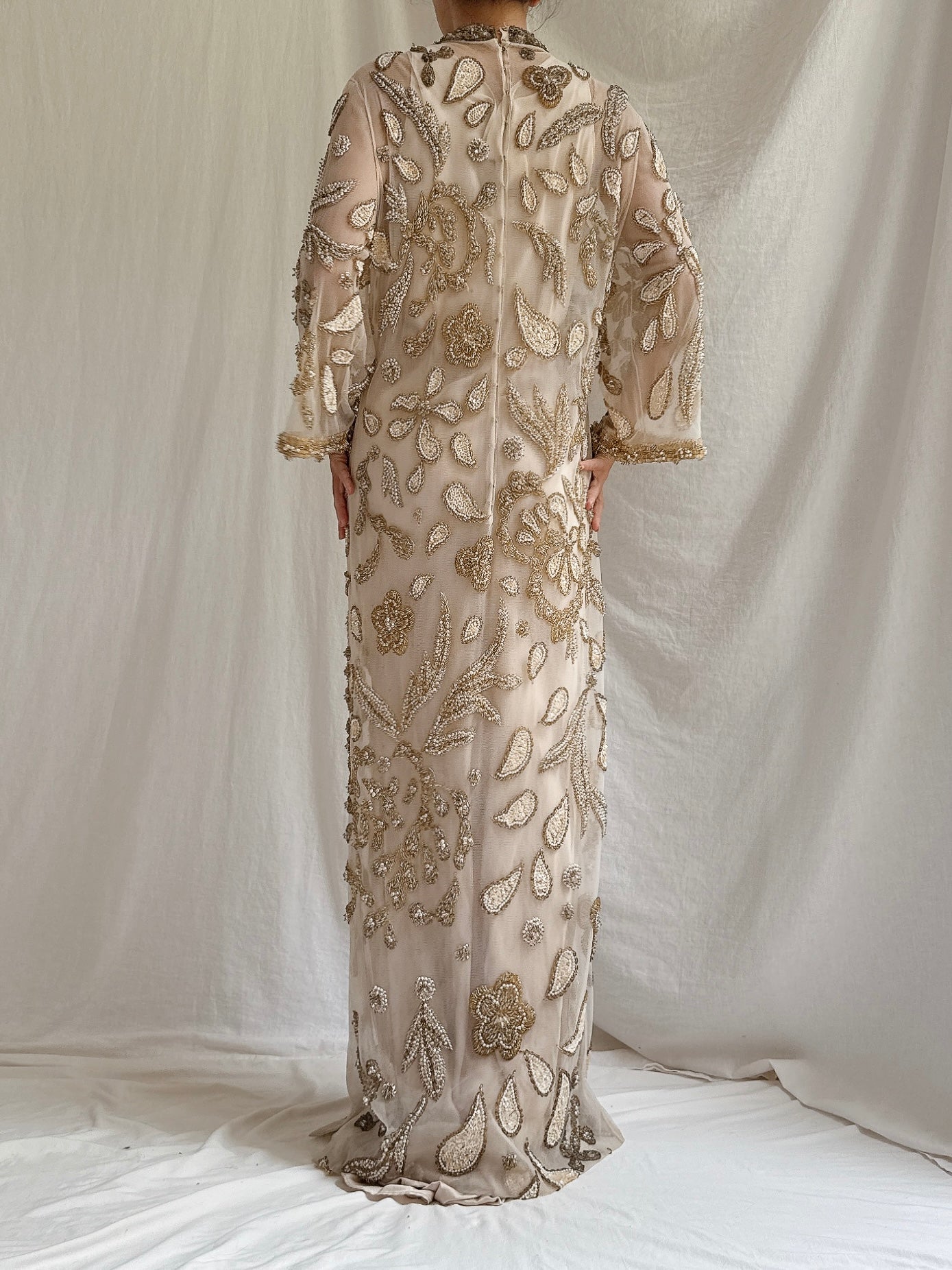 1960s Tulle Beaded Gown - M
