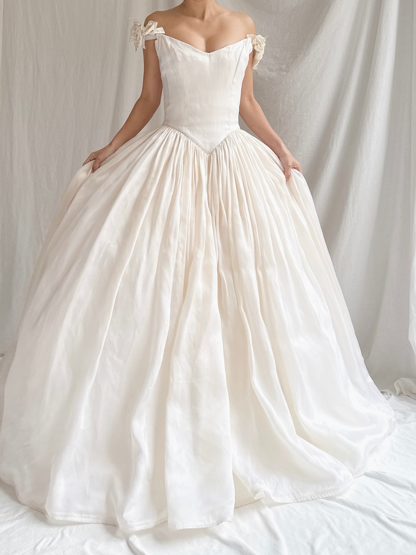 Vintage Silk Organza Off-the-Shoulder Gown - XS/2