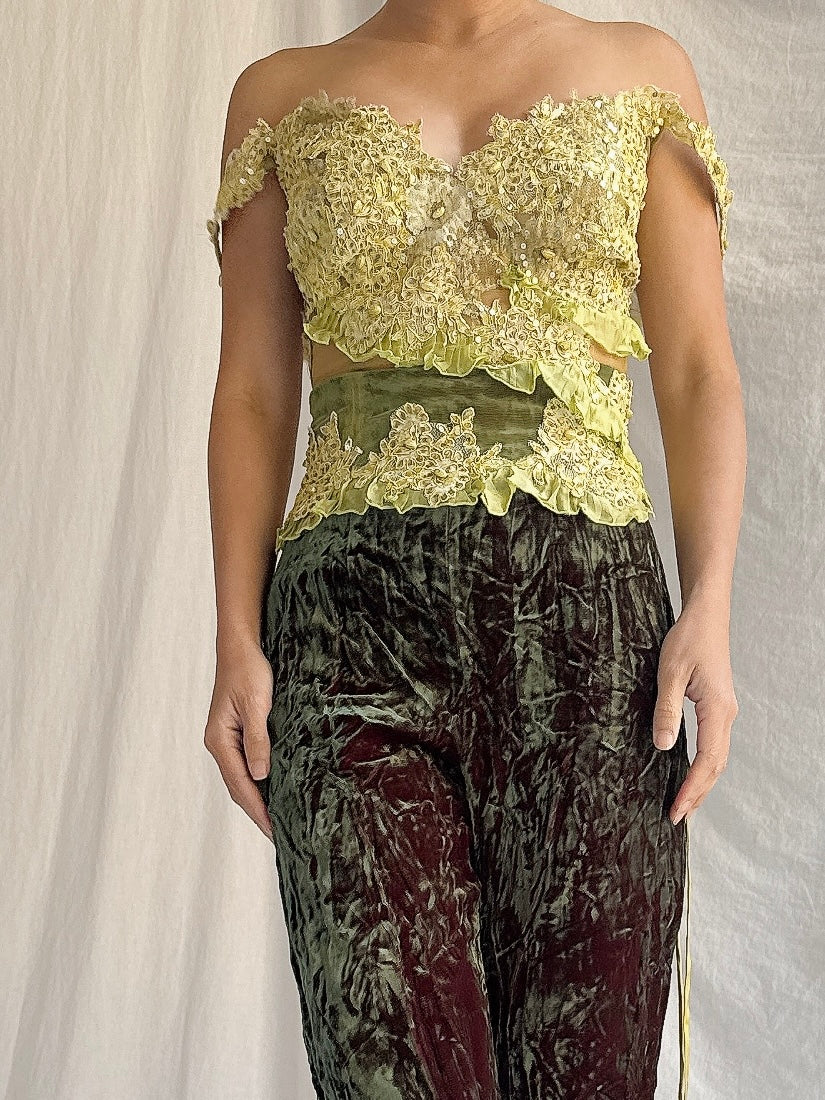 Vintage Sheer Embellished Top - M