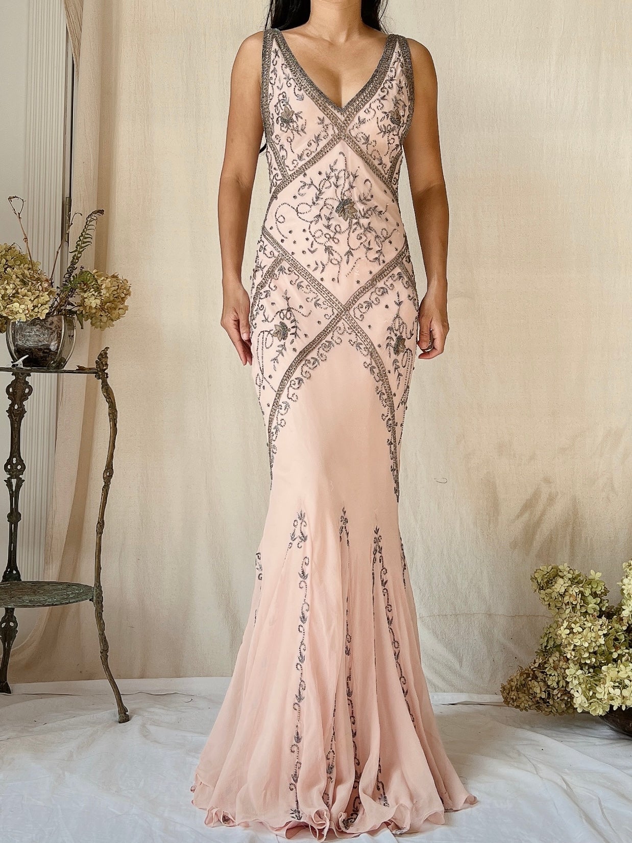 Vintage Pink Silk Bias Cut Gown - S/M | G O S S A M E R Vintage Pink Silk Bias Cut Gown - S/M | G O S S A M E R