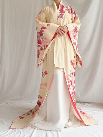 Vintage Silk Floral Kimono - OSFM