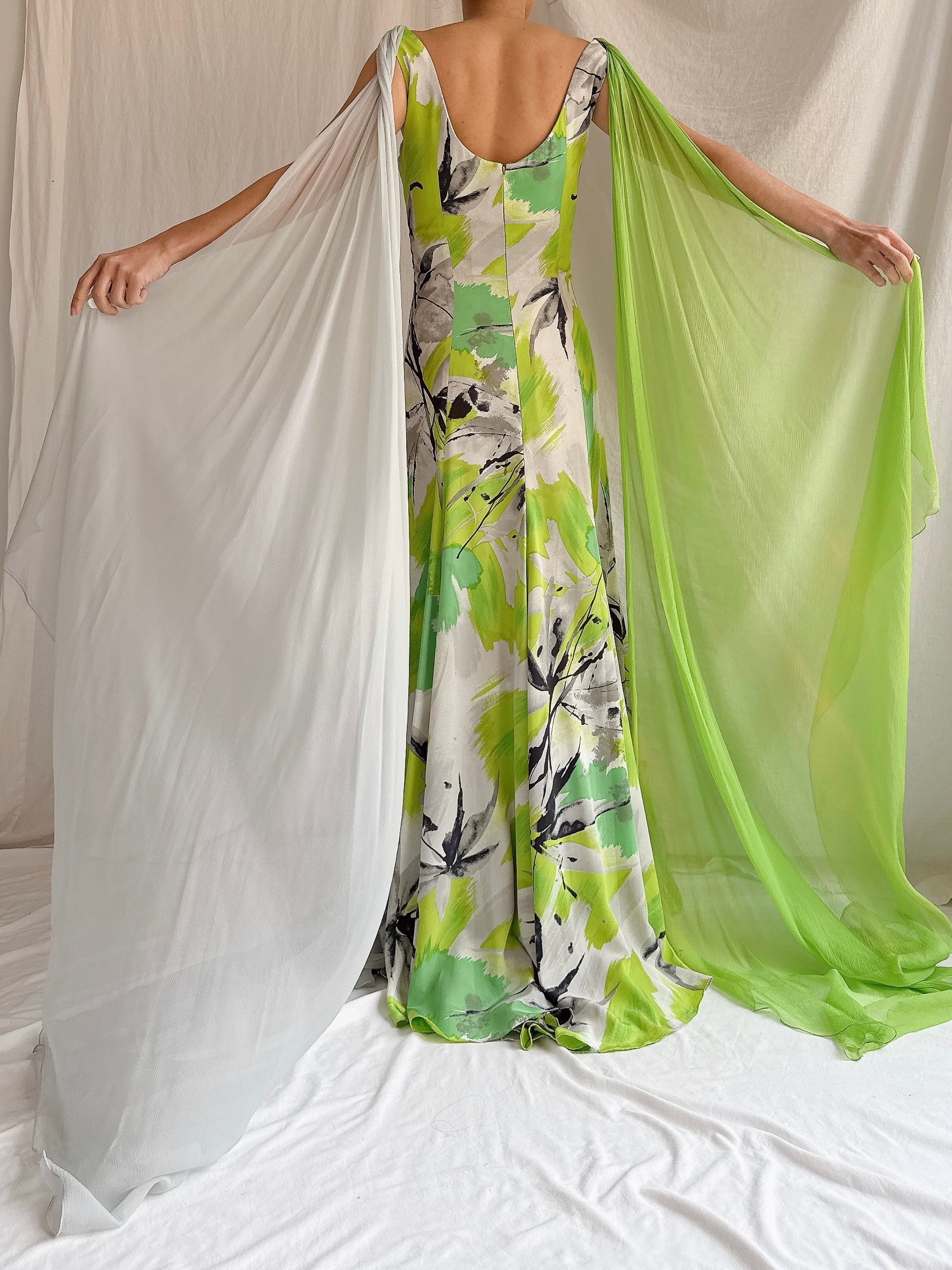 Vintage Thierry Huet Silk Abstract Gown - S