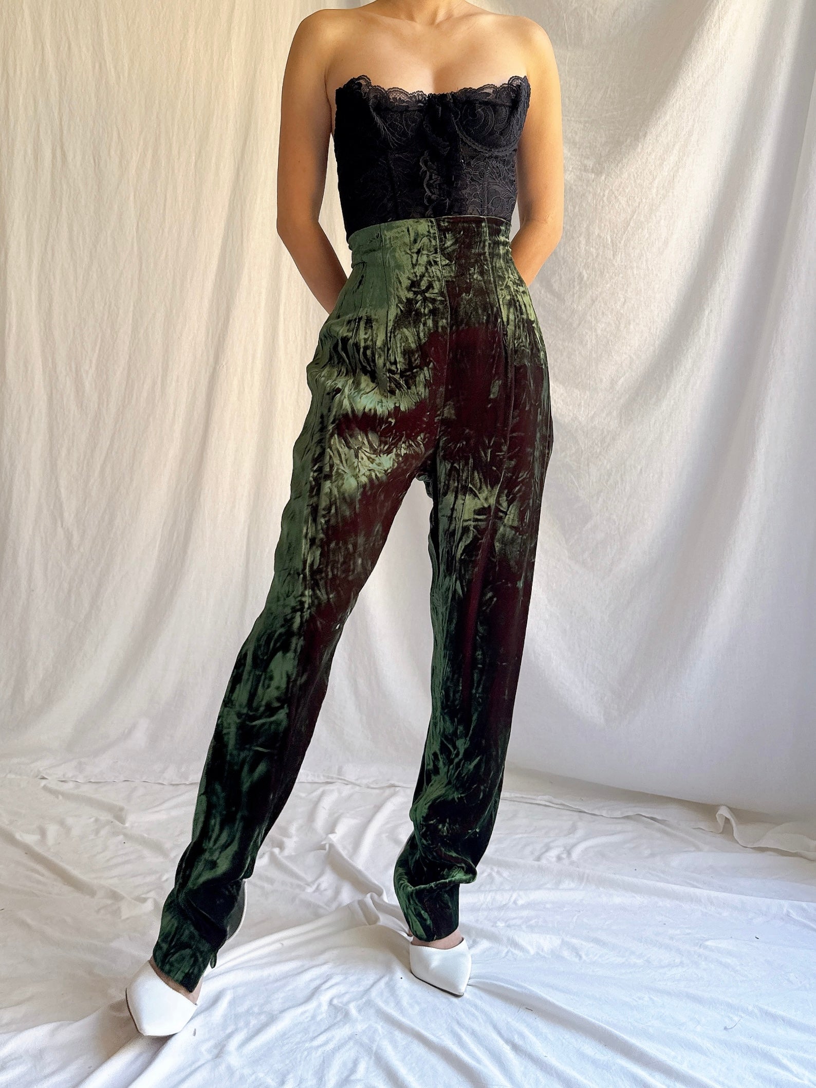 Vintage IDOL UK Crushed Velvet Trousers - S