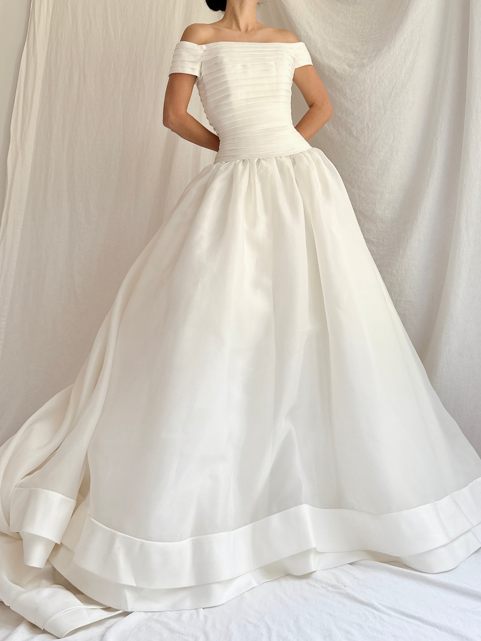 Vintage Voile Off-the-Shoulder Dress - S/4