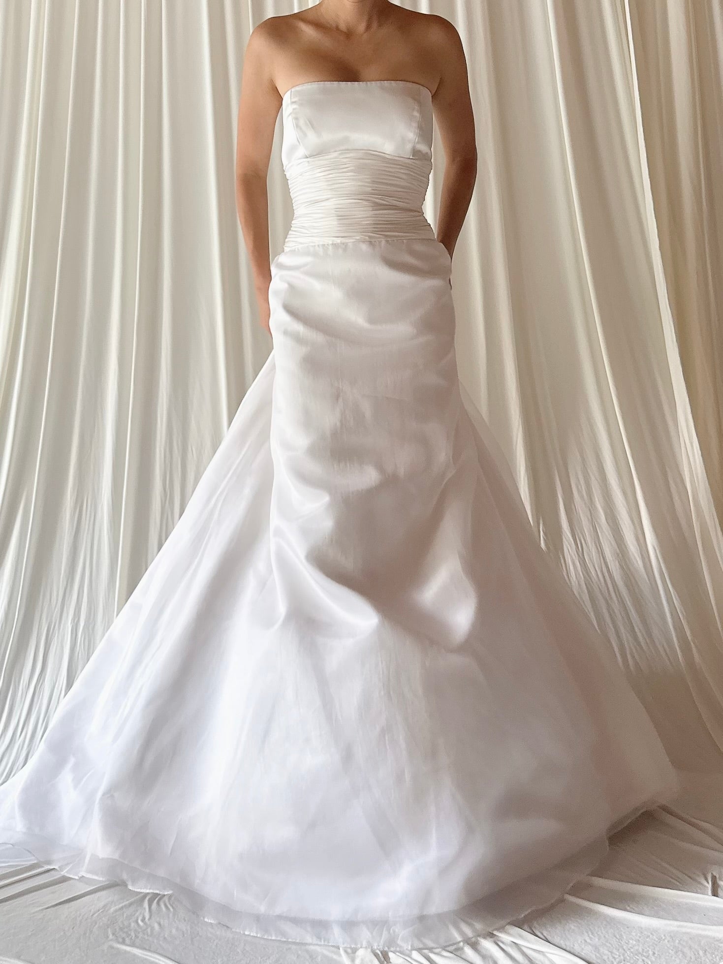 1990s Romona Keveza Silk Organza Gown - S