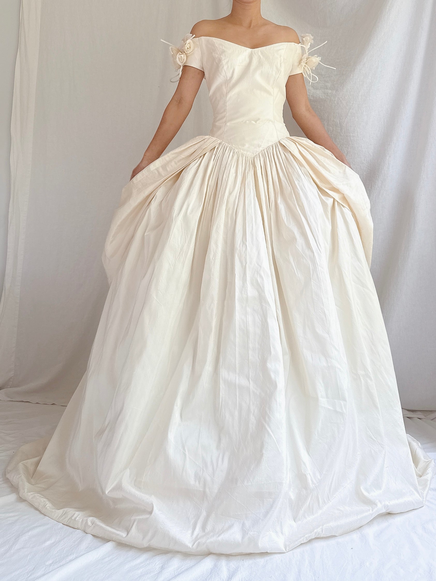 Vintage Dupioni Basque Waist Gown - M