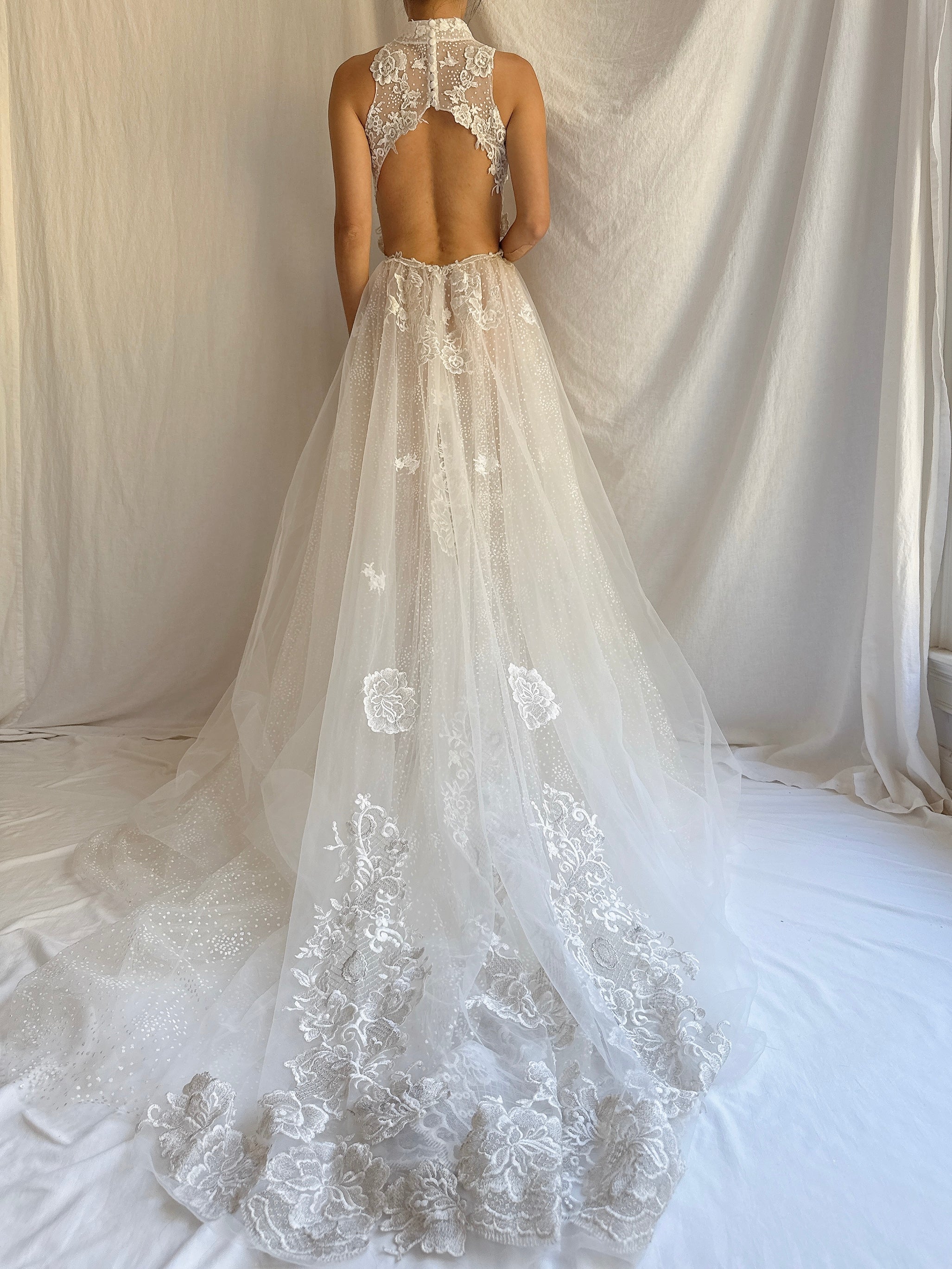 00 Sheer Halter Dress - S