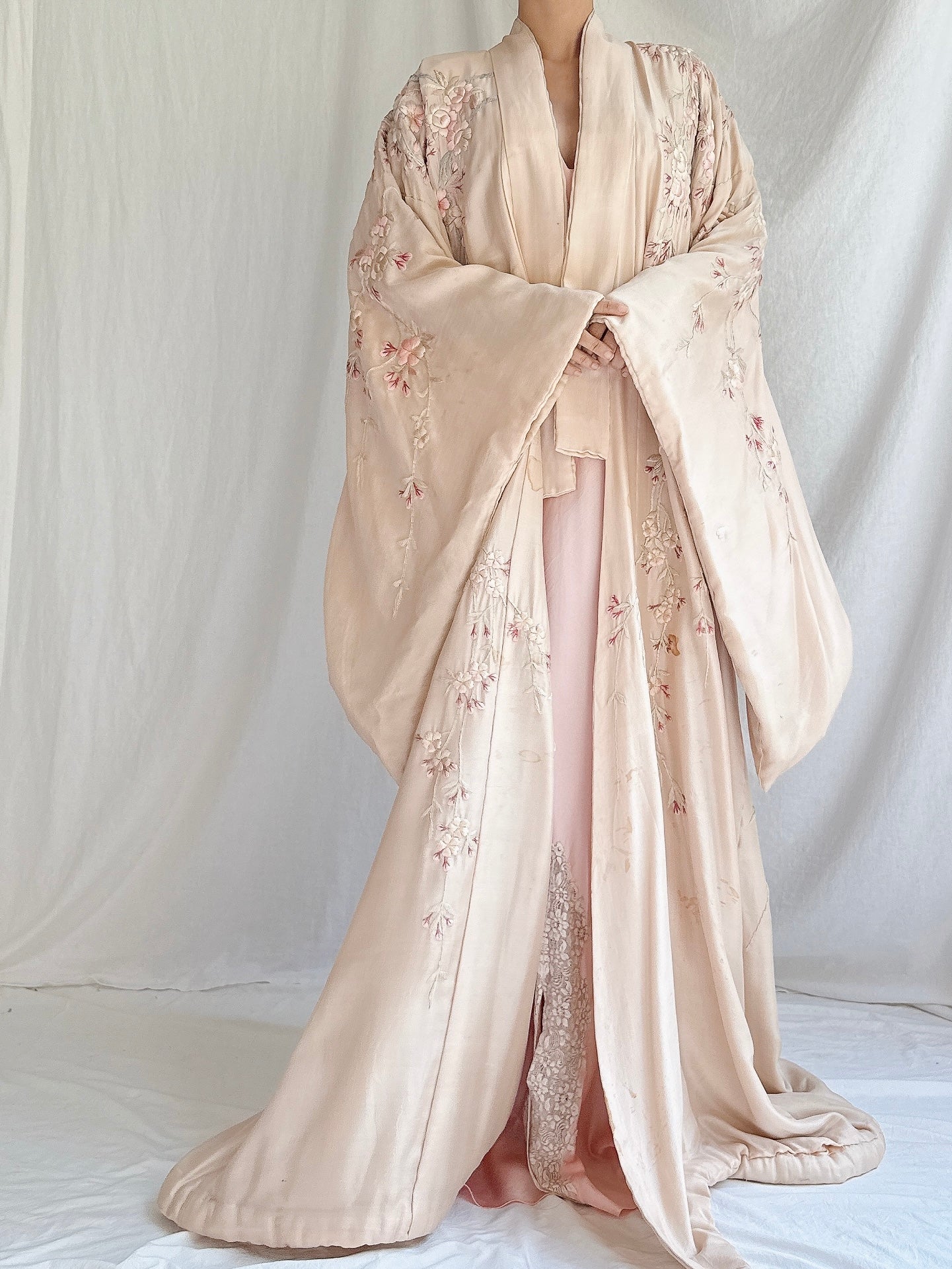 Antique Pink Cherry Blossom Kimono - OSFM