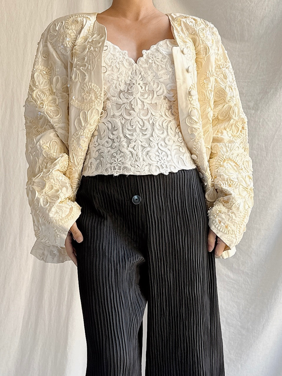 Vintage Fayaz Silk Embroidered Jacket - M