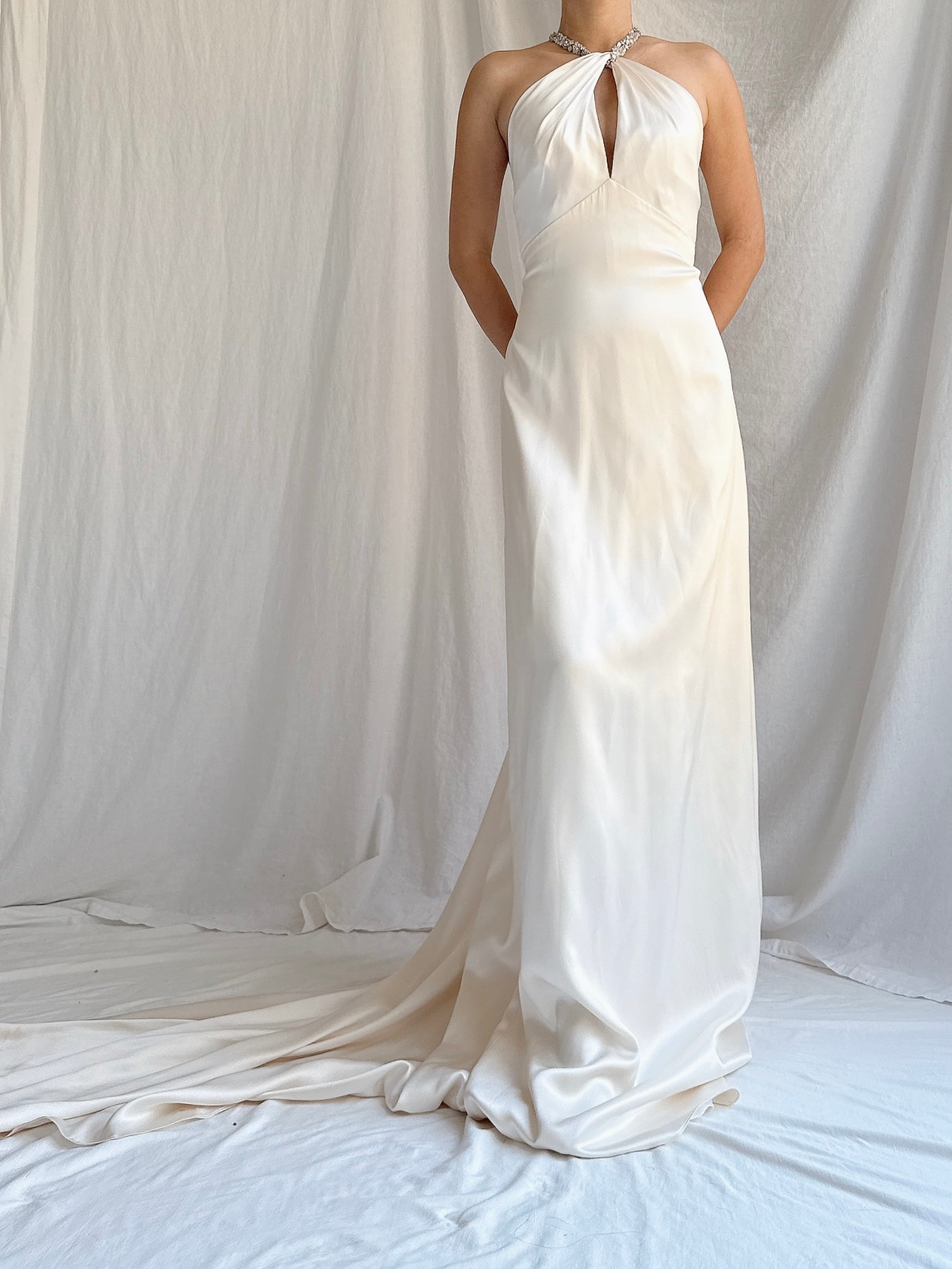 Vintage Jim Hjelm Silk Halter Gown - M/L 10