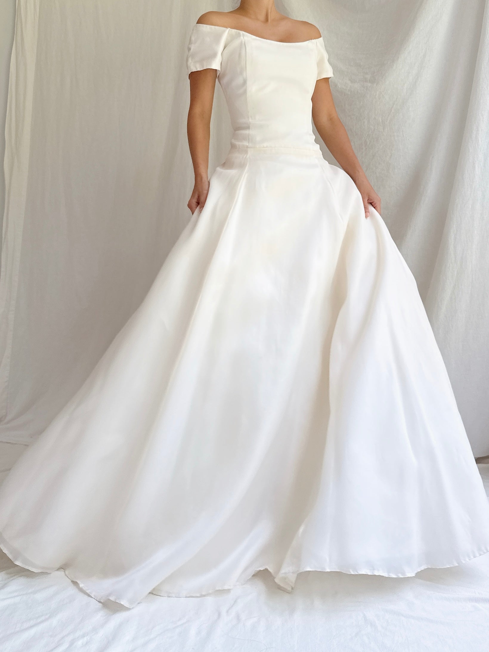 Vintage Silk Organza Boatneck Gown - S/6