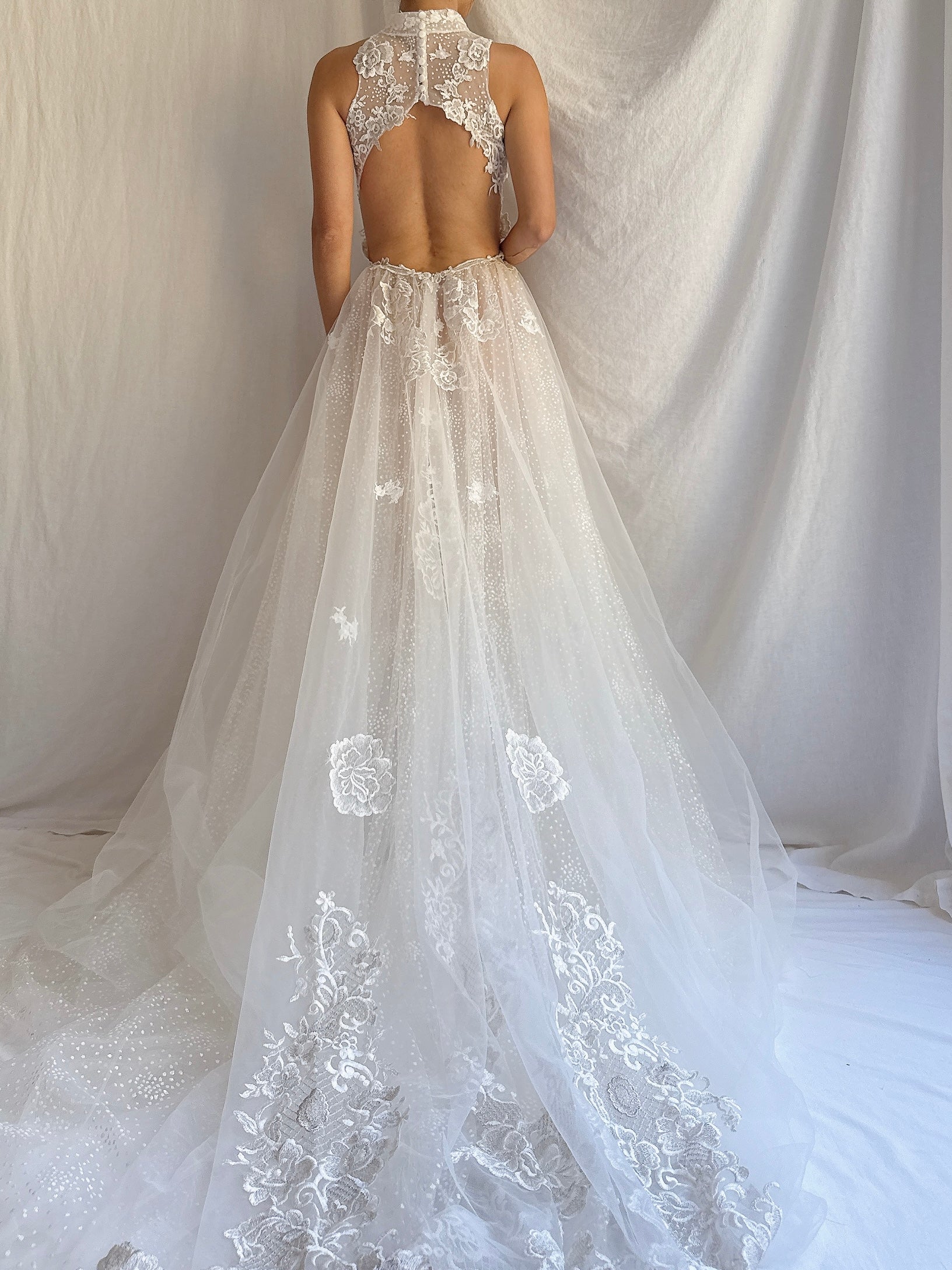 00 Sheer Halter Dress - S