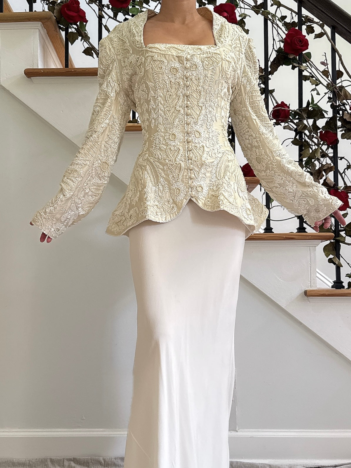 Vintage Eavis & Brown Silk Beaded Jacket - M