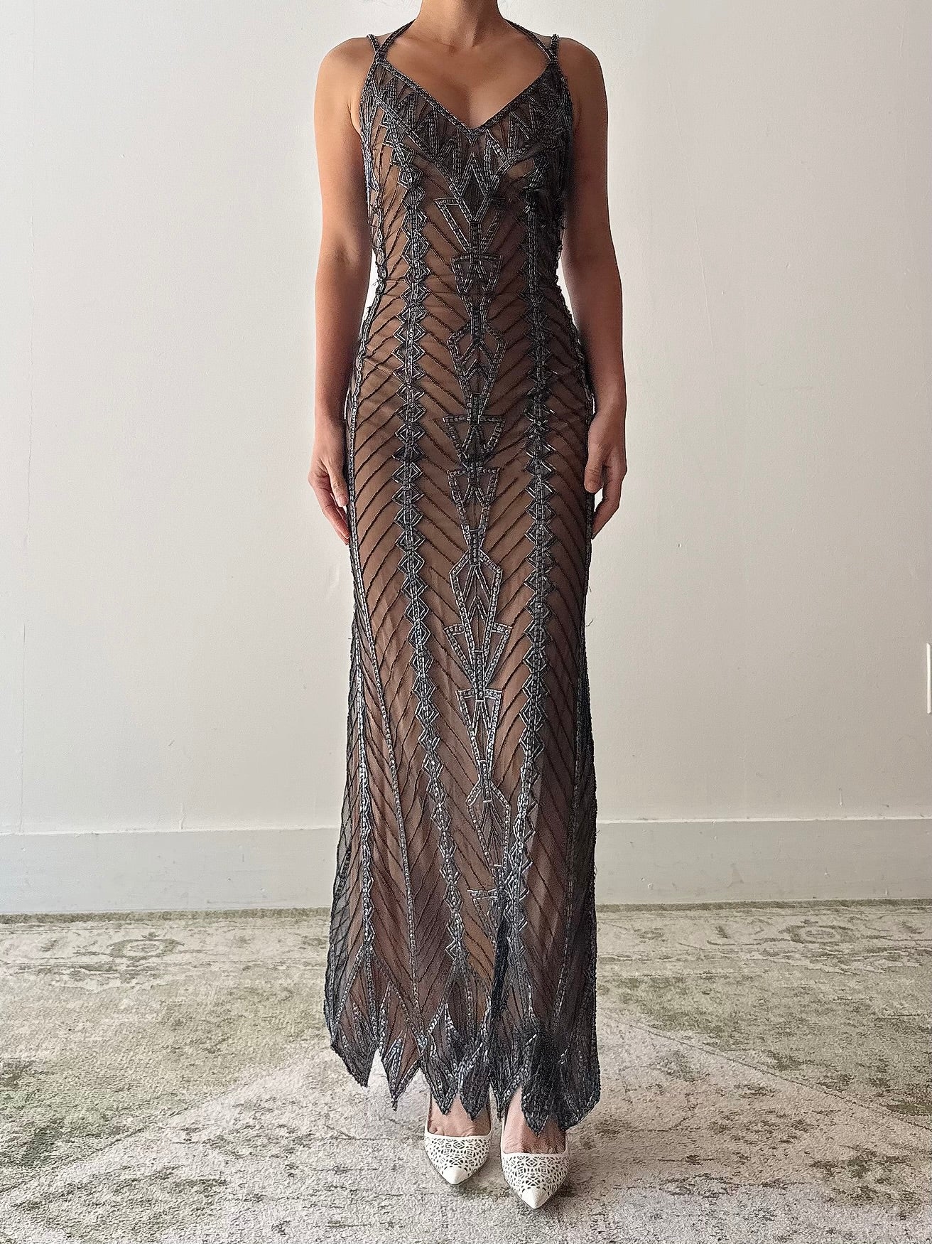 Vintage Beaded Dress - S