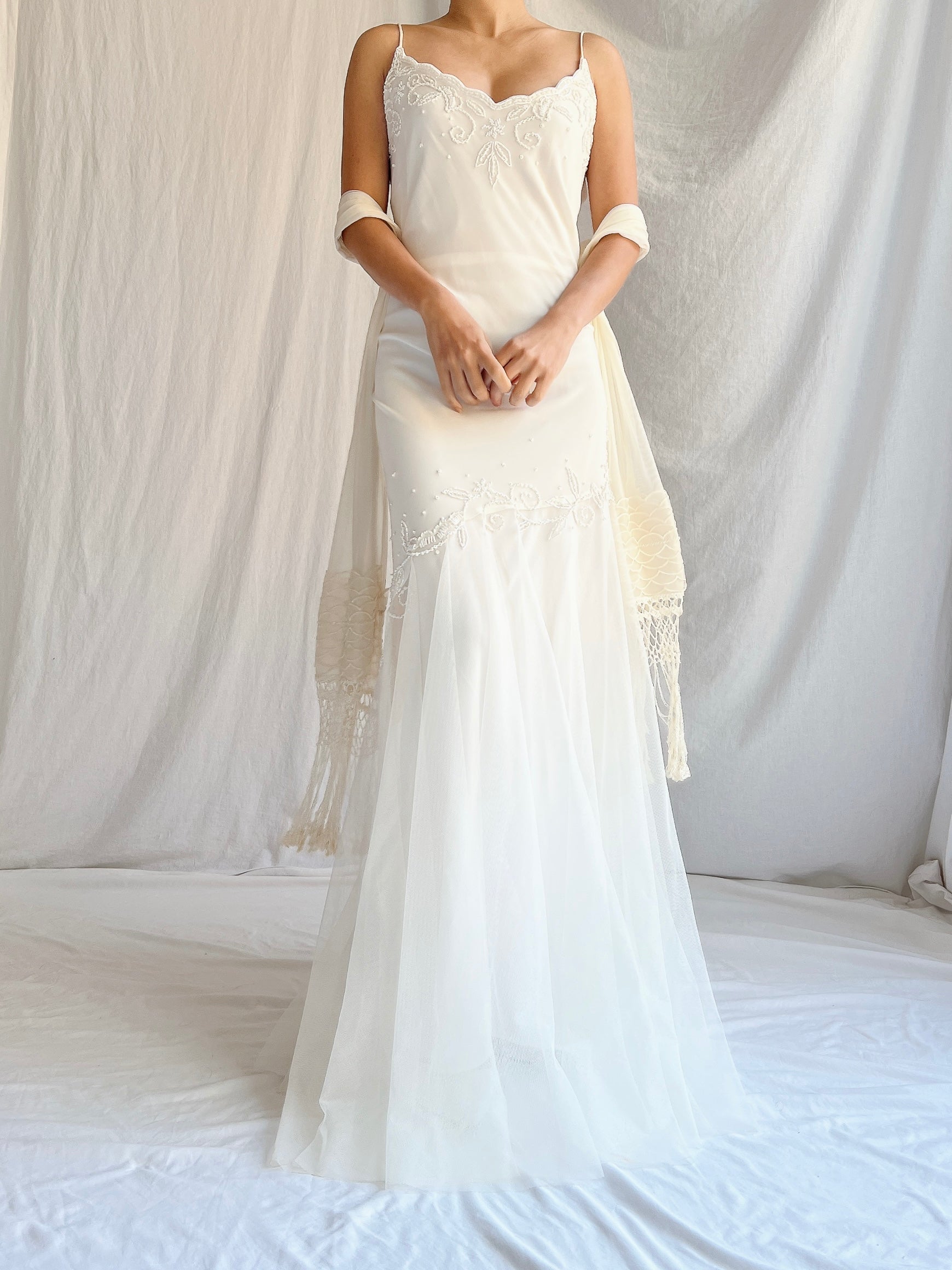 Vintage Chiffon and Tulle Gown - M