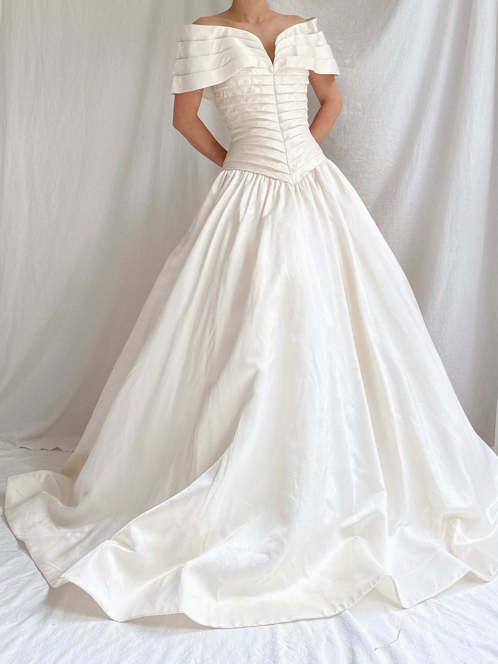 Vintage Scaasi Silk Off-the-Shoulder Gown - S