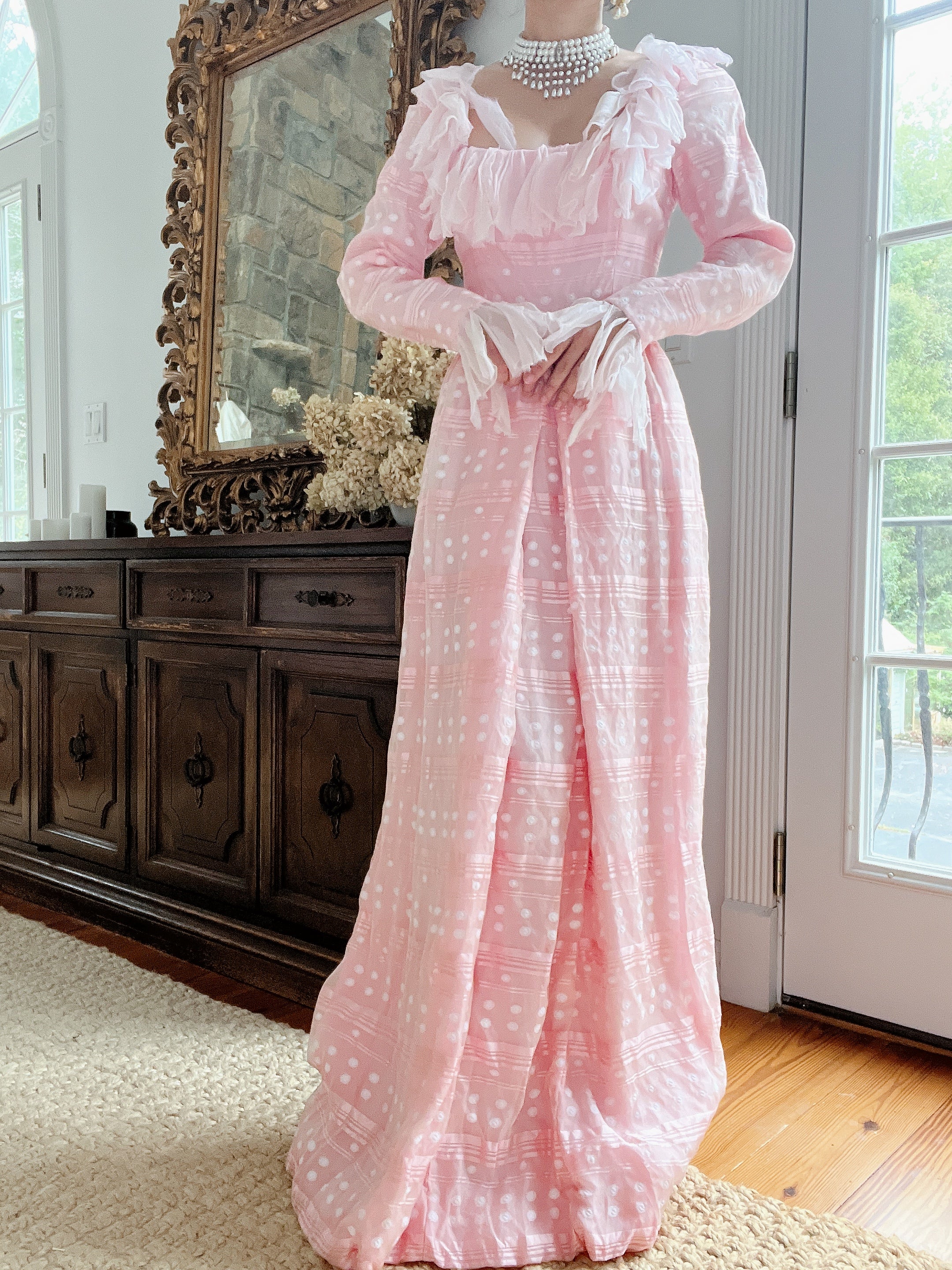 1960s Pink Organza Square Neck Gown - XS/S