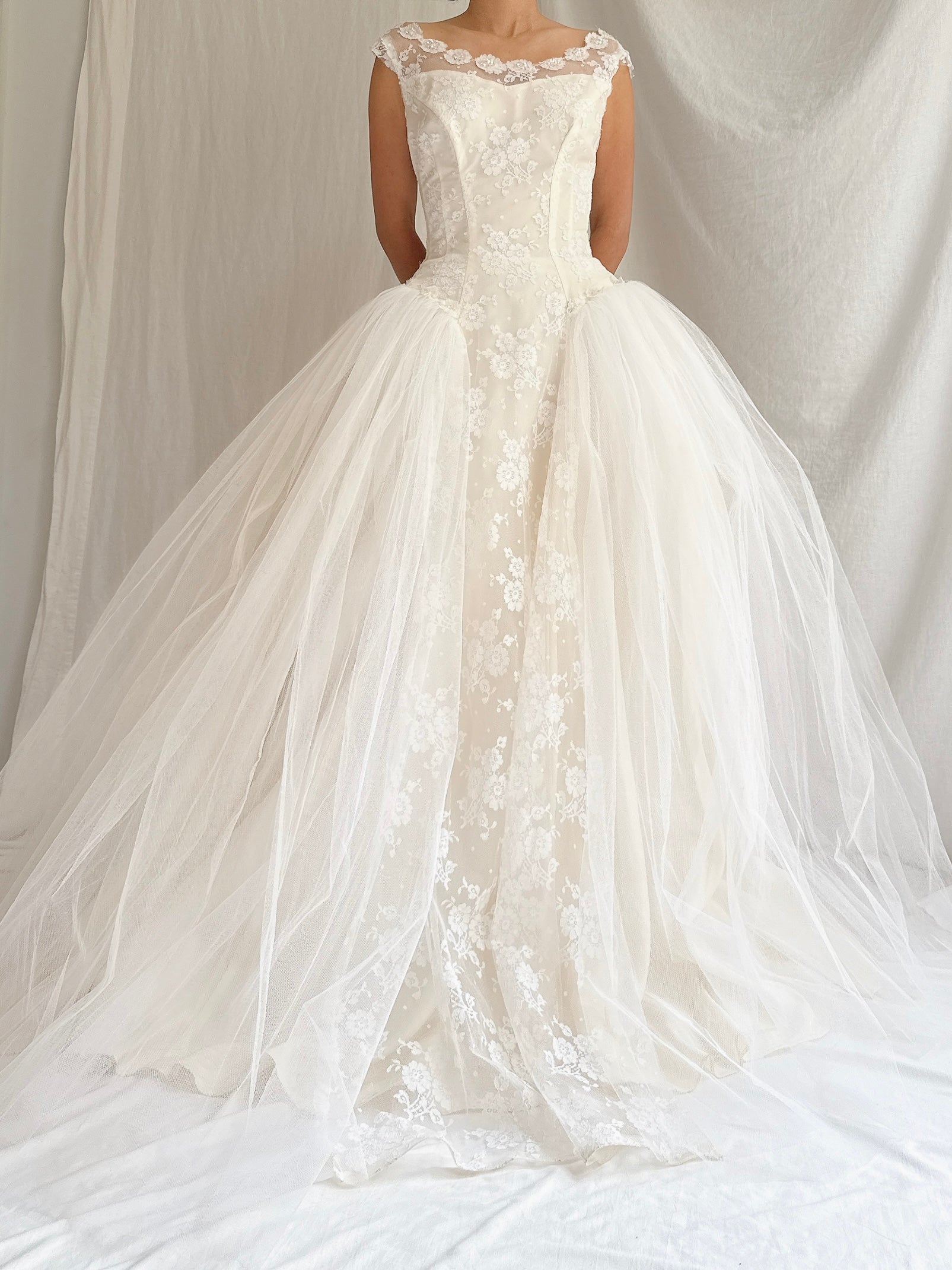 1950s Tulle and Lace Gown - XS