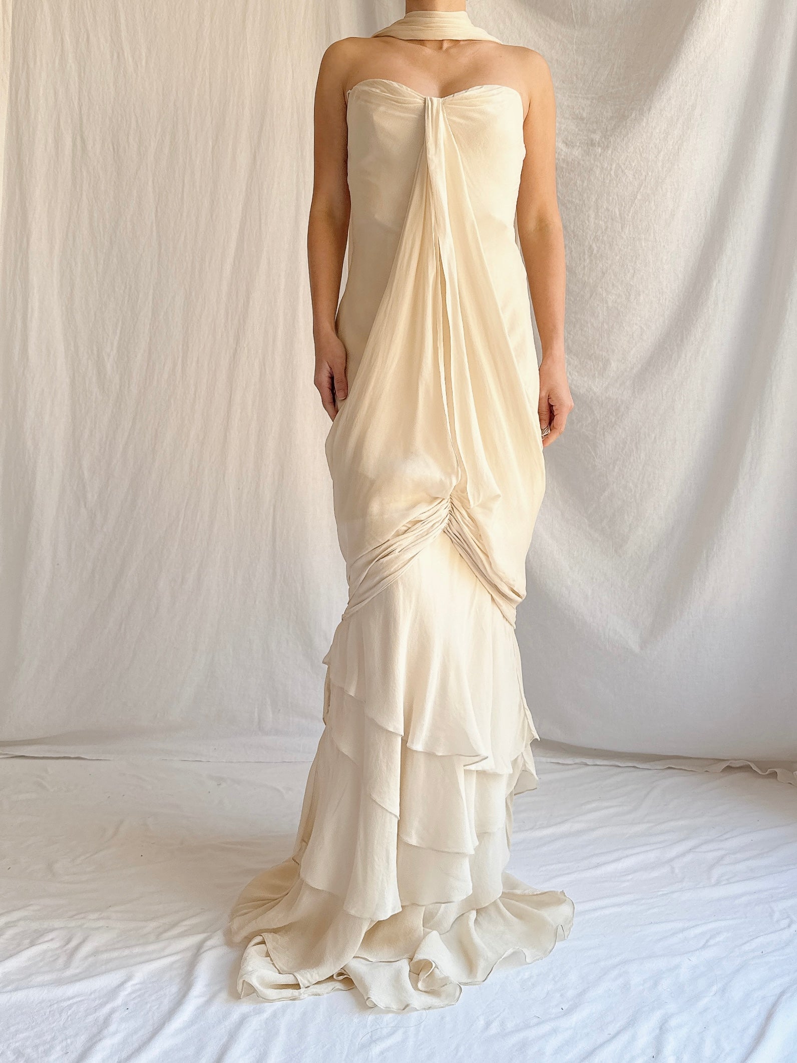 Vintage J Mendel Silk Draped Gown - S